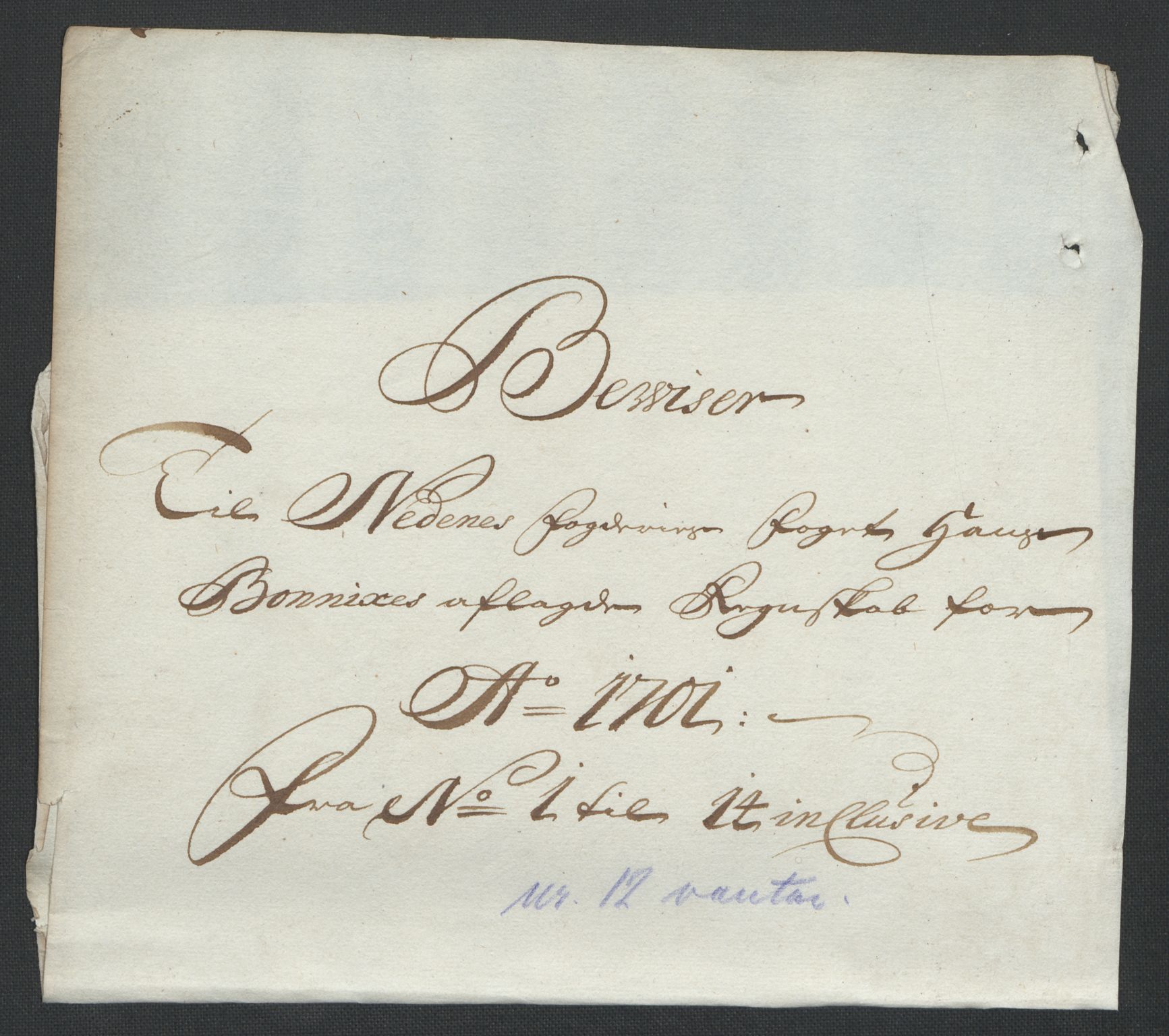 Rentekammeret inntil 1814, Reviderte regnskaper, Fogderegnskap, AV/RA-EA-4092/R39/L2315: Fogderegnskap Nedenes, 1700-1701, p. 219