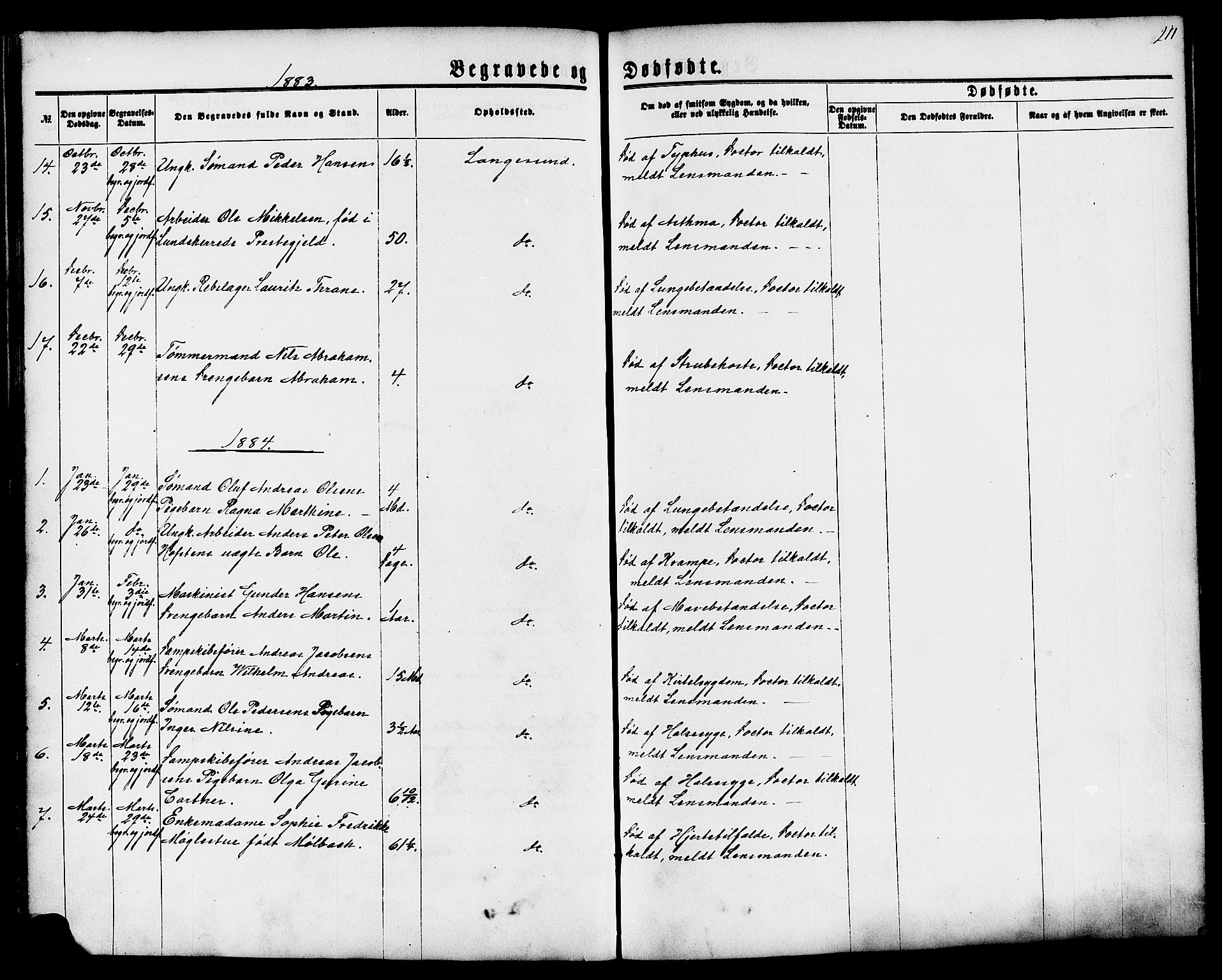 Langesund kirkebøker, AV/SAKO-A-280/G/Ga/L0004: Parish register (copy) no. 4, 1859-1884, p. 211