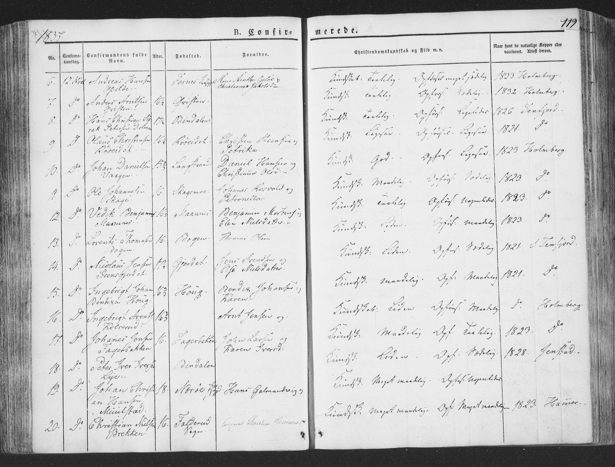 Ministerialprotokoller, klokkerbøker og fødselsregistre - Nord-Trøndelag, SAT/A-1458/780/L0639: Parish register (official) no. 780A04, 1830-1844, p. 119