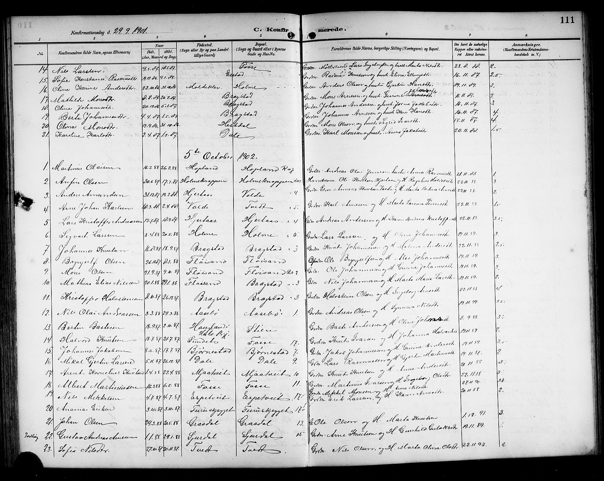 Alversund Sokneprestembete, SAB/A-73901/H/Ha/Hab: Parish register (copy) no. C 4, 1894-1924, p. 111