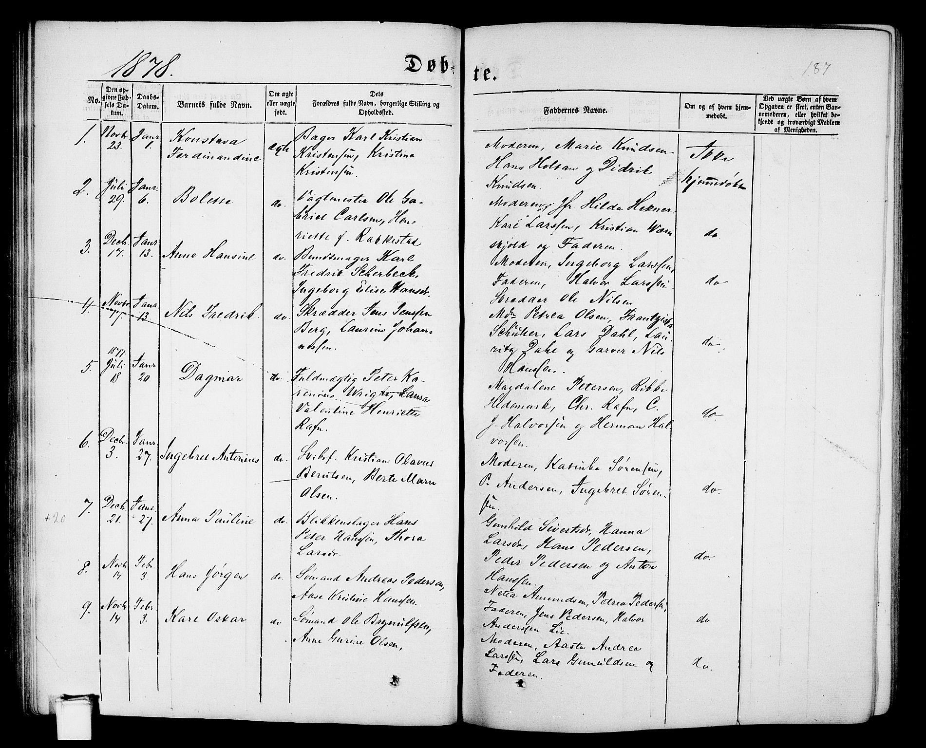 Porsgrunn kirkebøker , SAKO/A-104/G/Gb/L0004: Parish register (copy) no. II 4, 1853-1882, p. 187