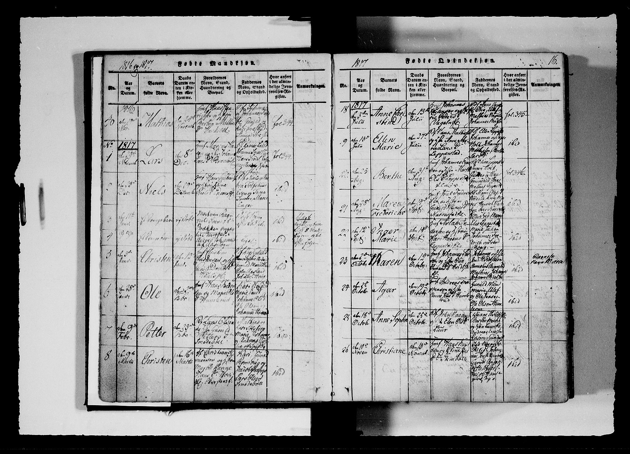 Hobøl prestekontor Kirkebøker, AV/SAO-A-2002/F/Fa/L0002: Parish register (official) no. I 2, 1814-1841, p. 16