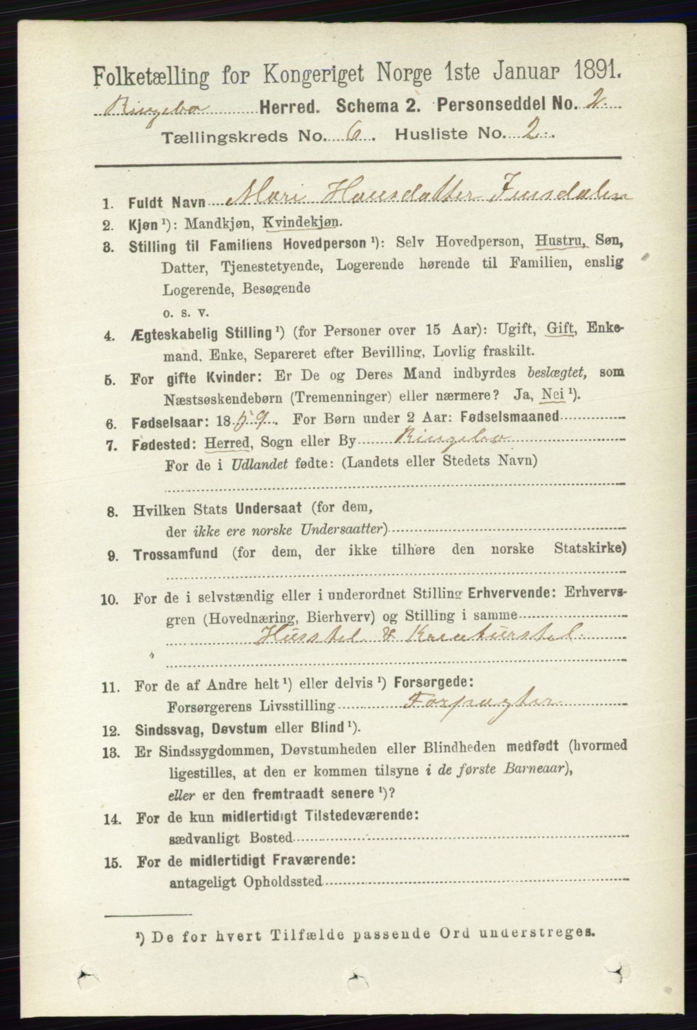 RA, 1891 census for 0520 Ringebu, 1891, p. 2455