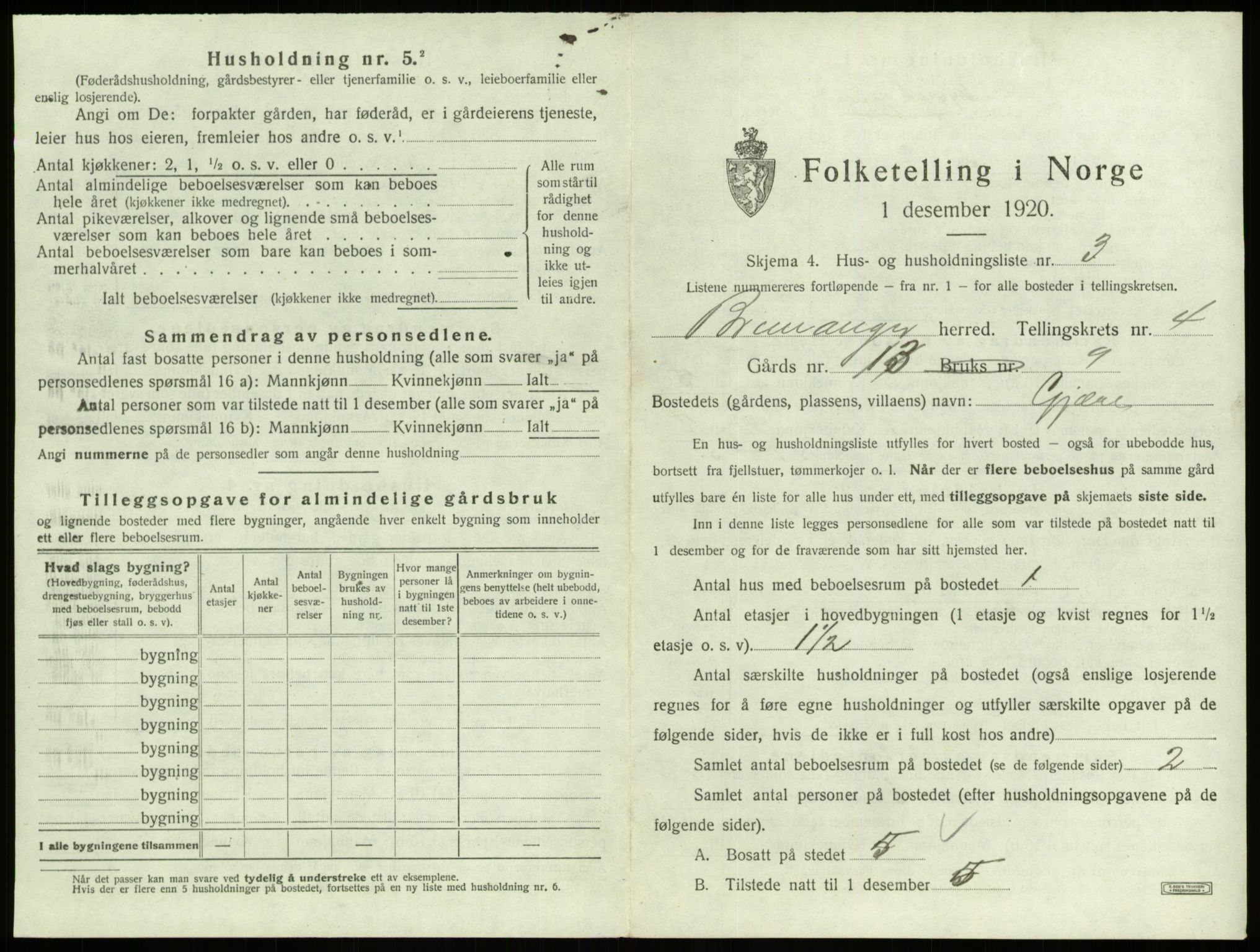 SAB, 1920 census for Bremanger, 1920, p. 326