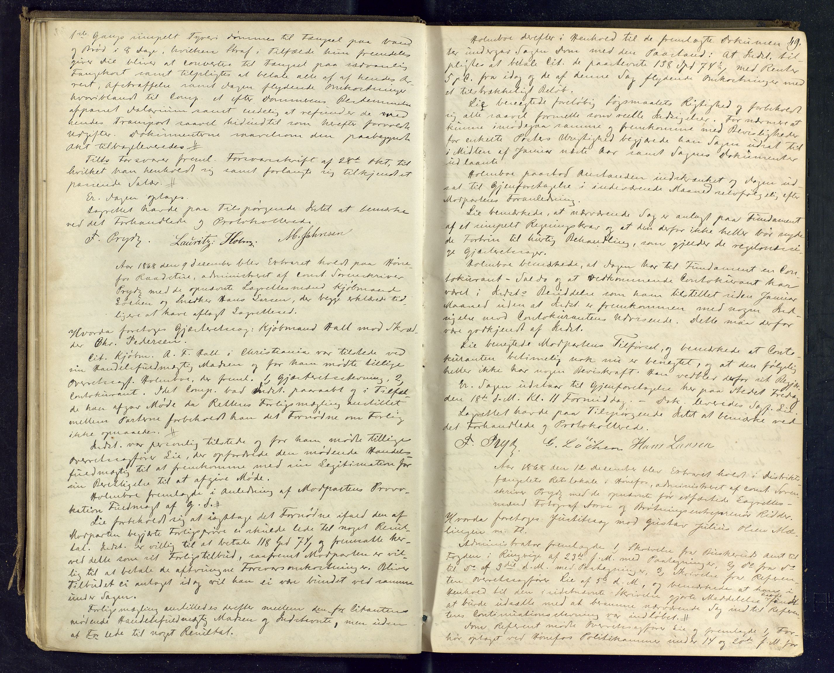 Ringerike sorenskriveri, AV/SAKO-A-105/F/Fc/Fcb/L0003: Ekstrarettsprotokoll, 1868-1878, p. 48-49