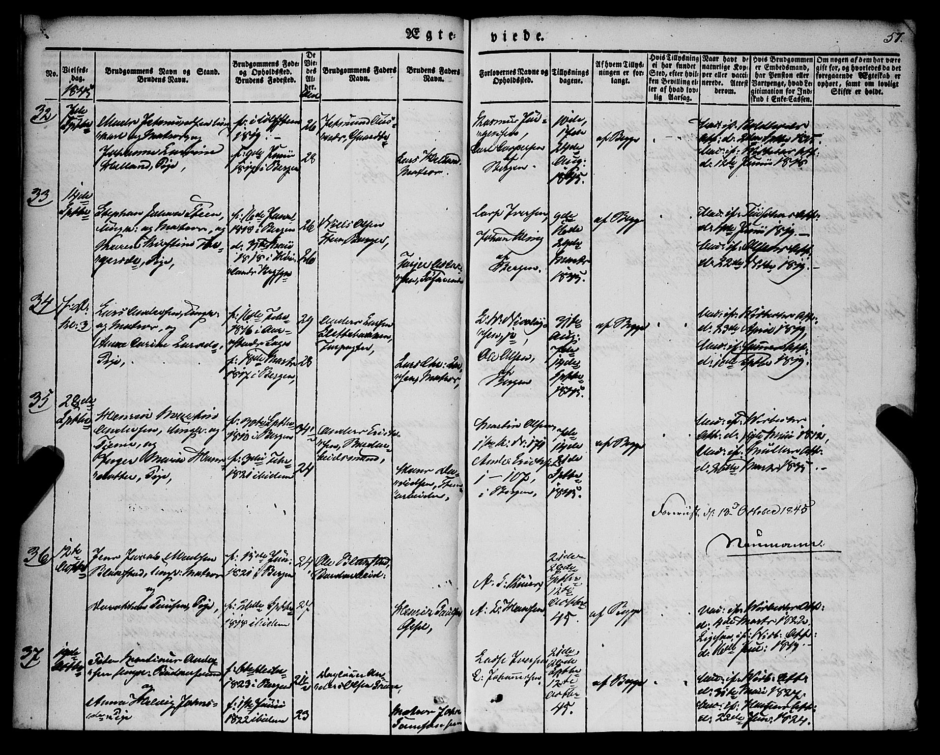 Nykirken Sokneprestembete, AV/SAB-A-77101/H/Haa/L0031: Parish register (official) no. D 1, 1834-1861, p. 57