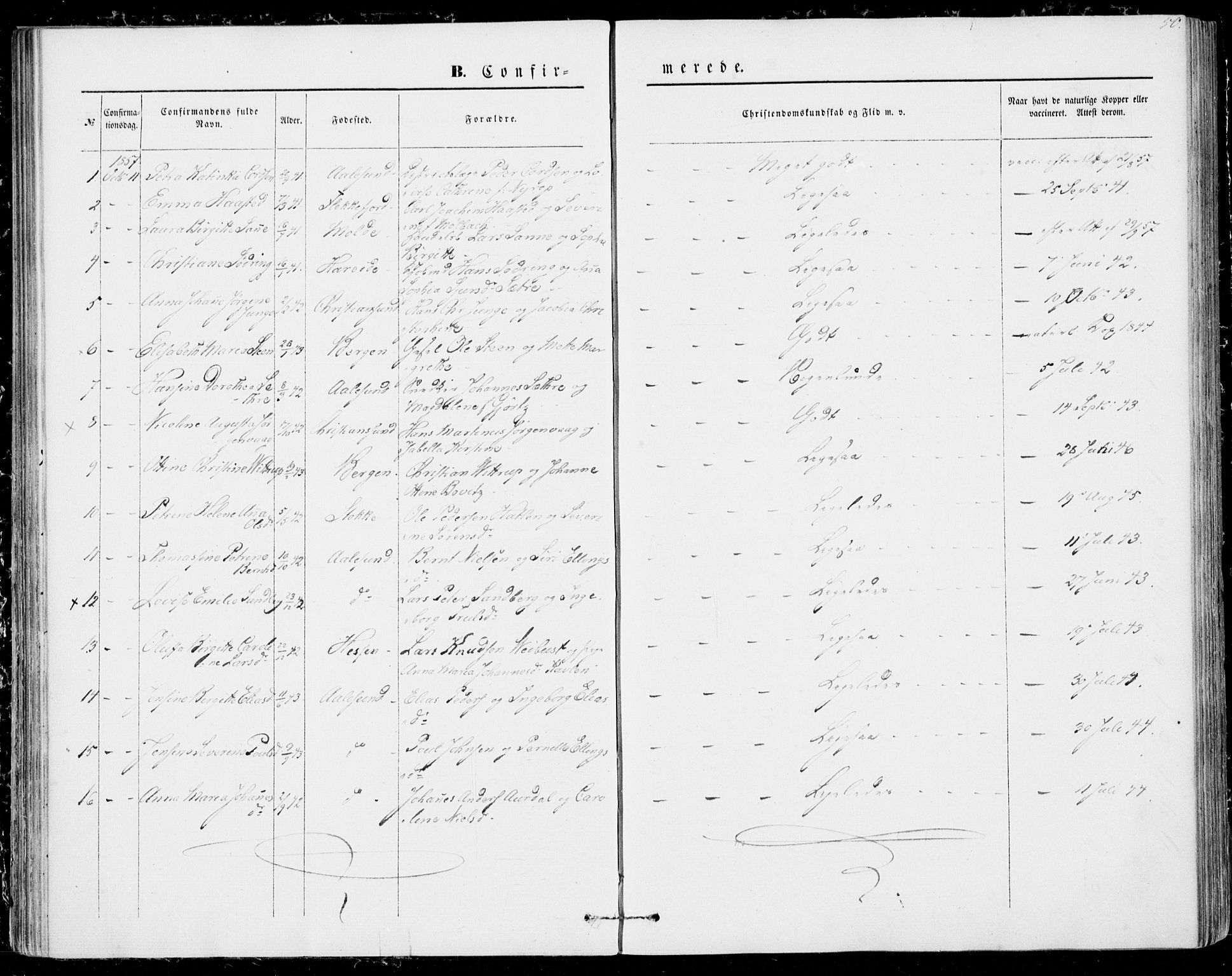 Ministerialprotokoller, klokkerbøker og fødselsregistre - Møre og Romsdal, AV/SAT-A-1454/529/L0451: Parish register (official) no. 529A01, 1855-1863, p. 50