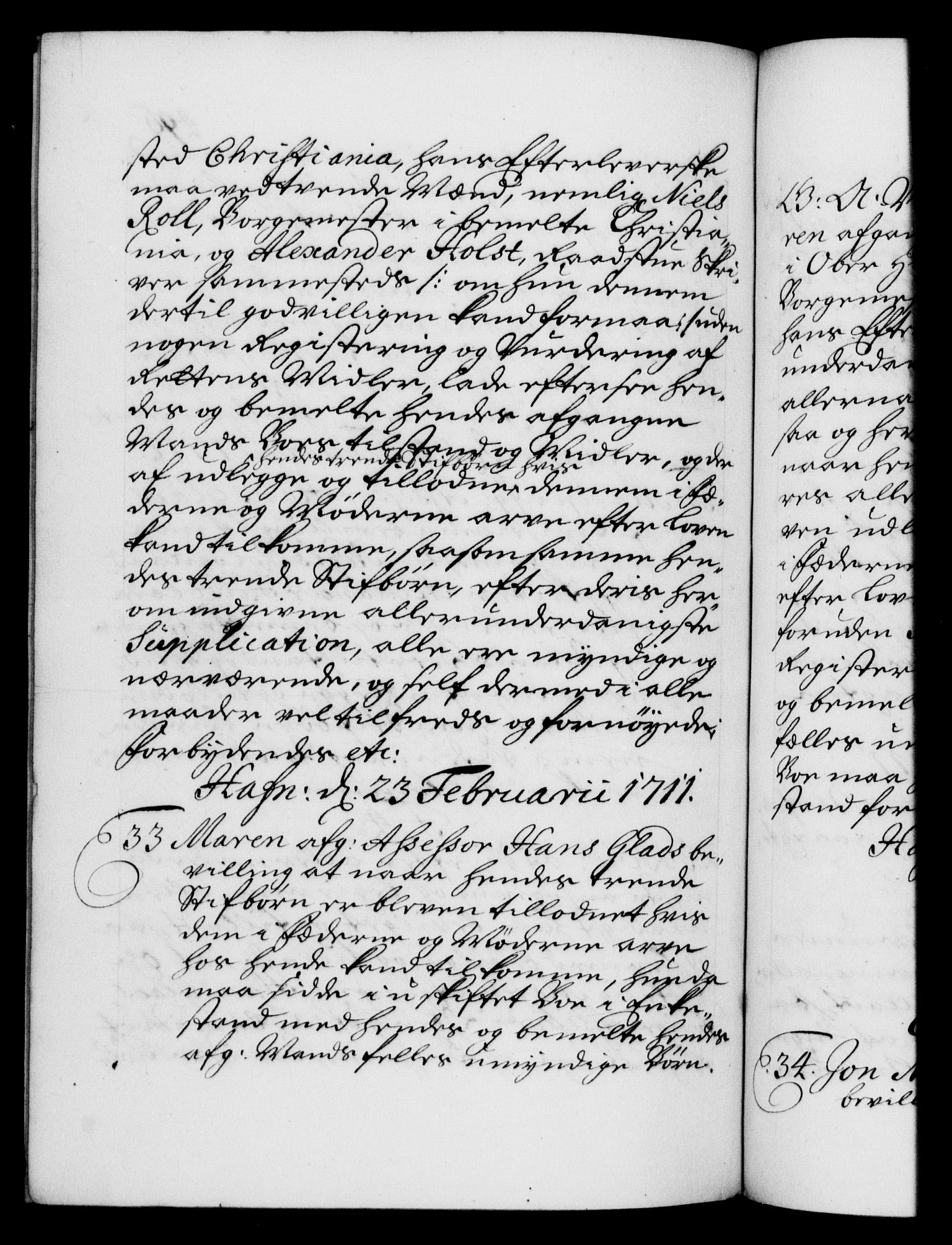 Danske Kanselli 1572-1799, RA/EA-3023/F/Fc/Fca/Fcaa/L0020: Norske registre, 1708-1711, p. 496b