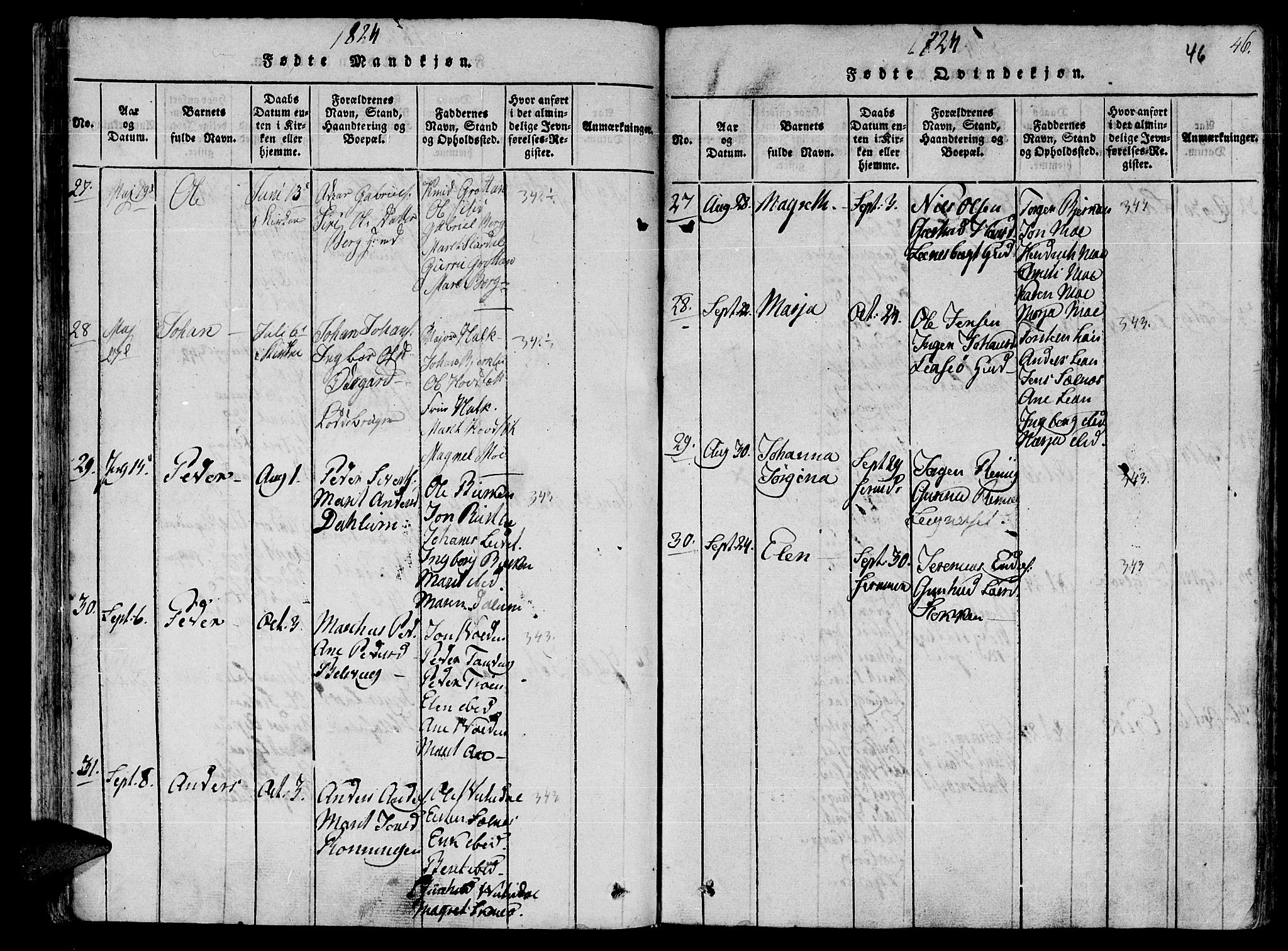 Ministerialprotokoller, klokkerbøker og fødselsregistre - Sør-Trøndelag, SAT/A-1456/630/L0491: Parish register (official) no. 630A04, 1818-1830, p. 46