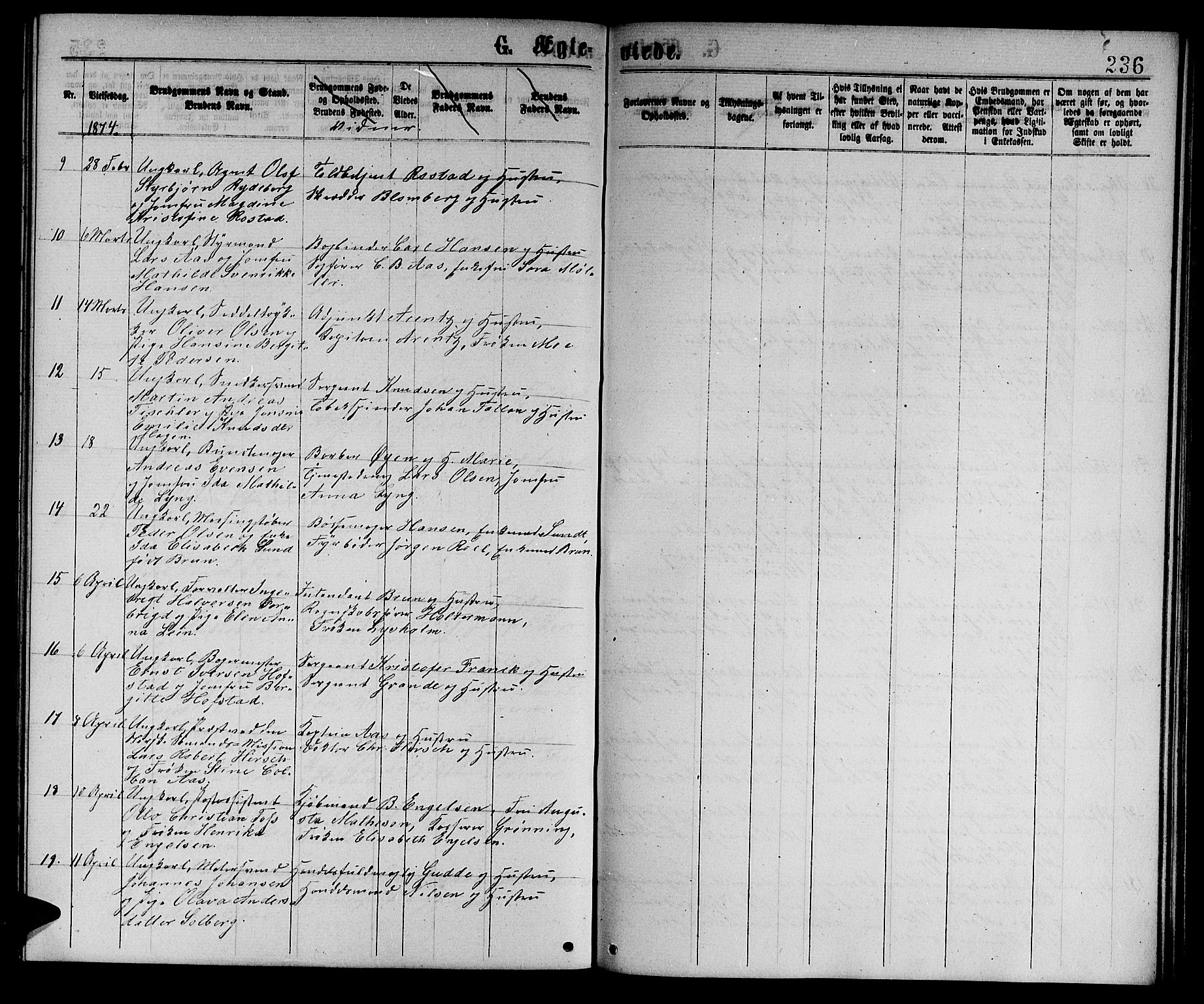 Ministerialprotokoller, klokkerbøker og fødselsregistre - Sør-Trøndelag, SAT/A-1456/601/L0088: Parish register (copy) no. 601C06, 1870-1878, p. 236