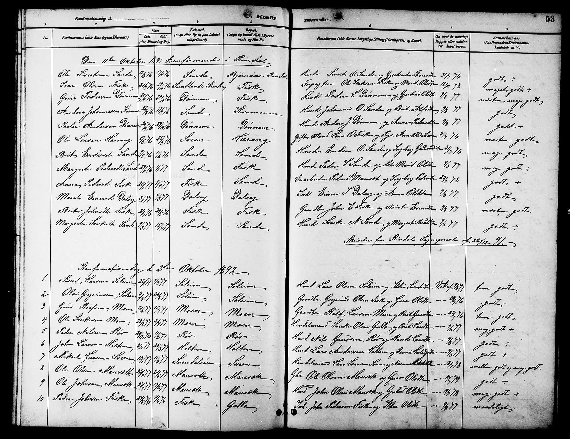 Ministerialprotokoller, klokkerbøker og fødselsregistre - Møre og Romsdal, AV/SAT-A-1454/596/L1058: Parish register (copy) no. 596C01, 1891-1907, p. 53