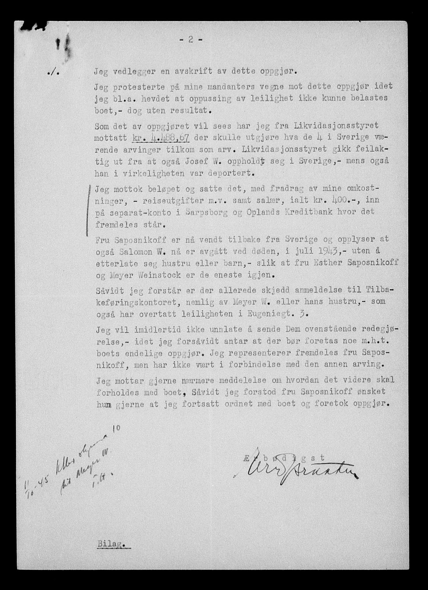 Justisdepartementet, Tilbakeføringskontoret for inndratte formuer, AV/RA-S-1564/H/Hc/Hcc/L0986: --, 1945-1947, p. 22