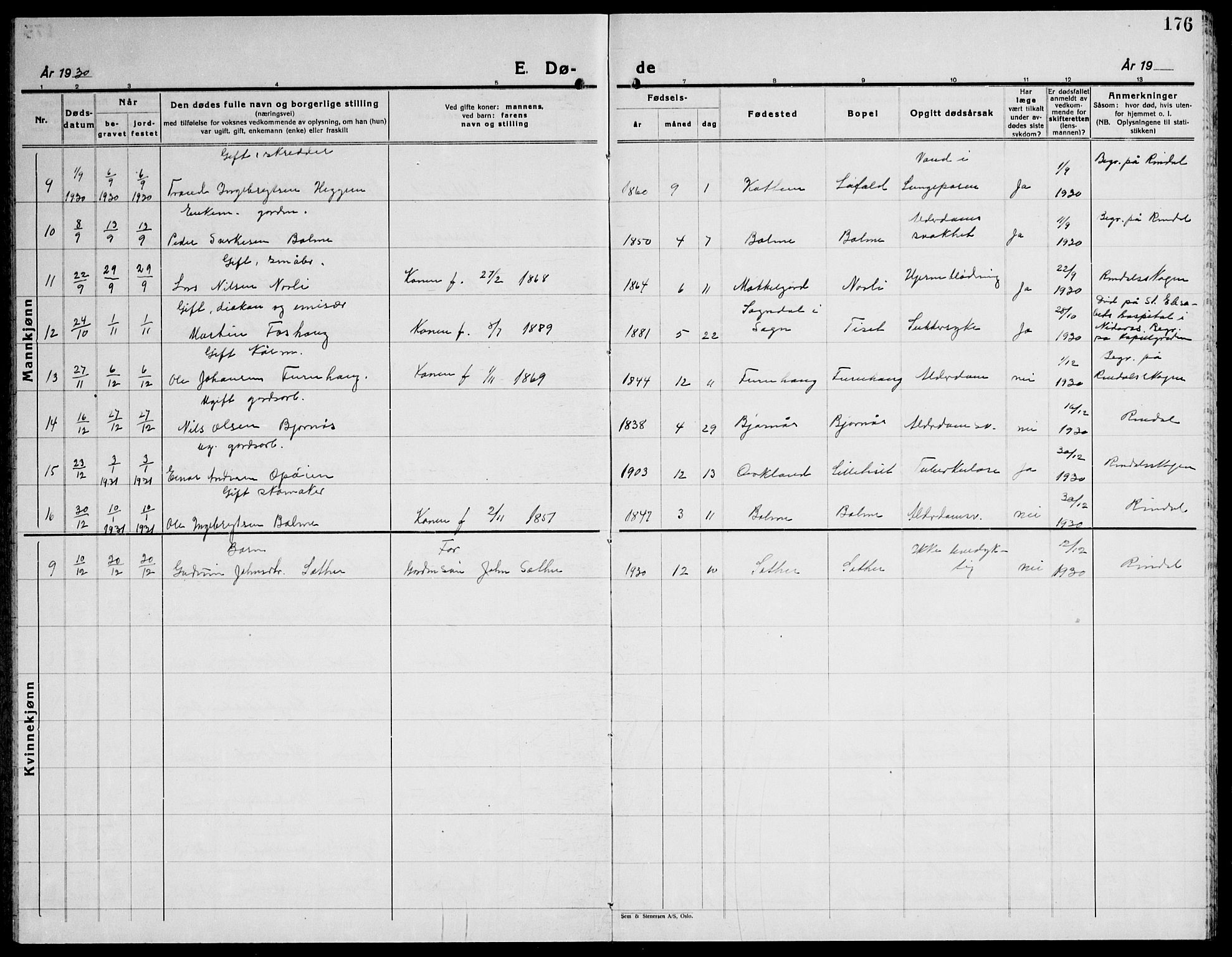 Ministerialprotokoller, klokkerbøker og fødselsregistre - Møre og Romsdal, AV/SAT-A-1454/598/L1080: Parish register (copy) no. 598C05, 1927-1944, p. 176