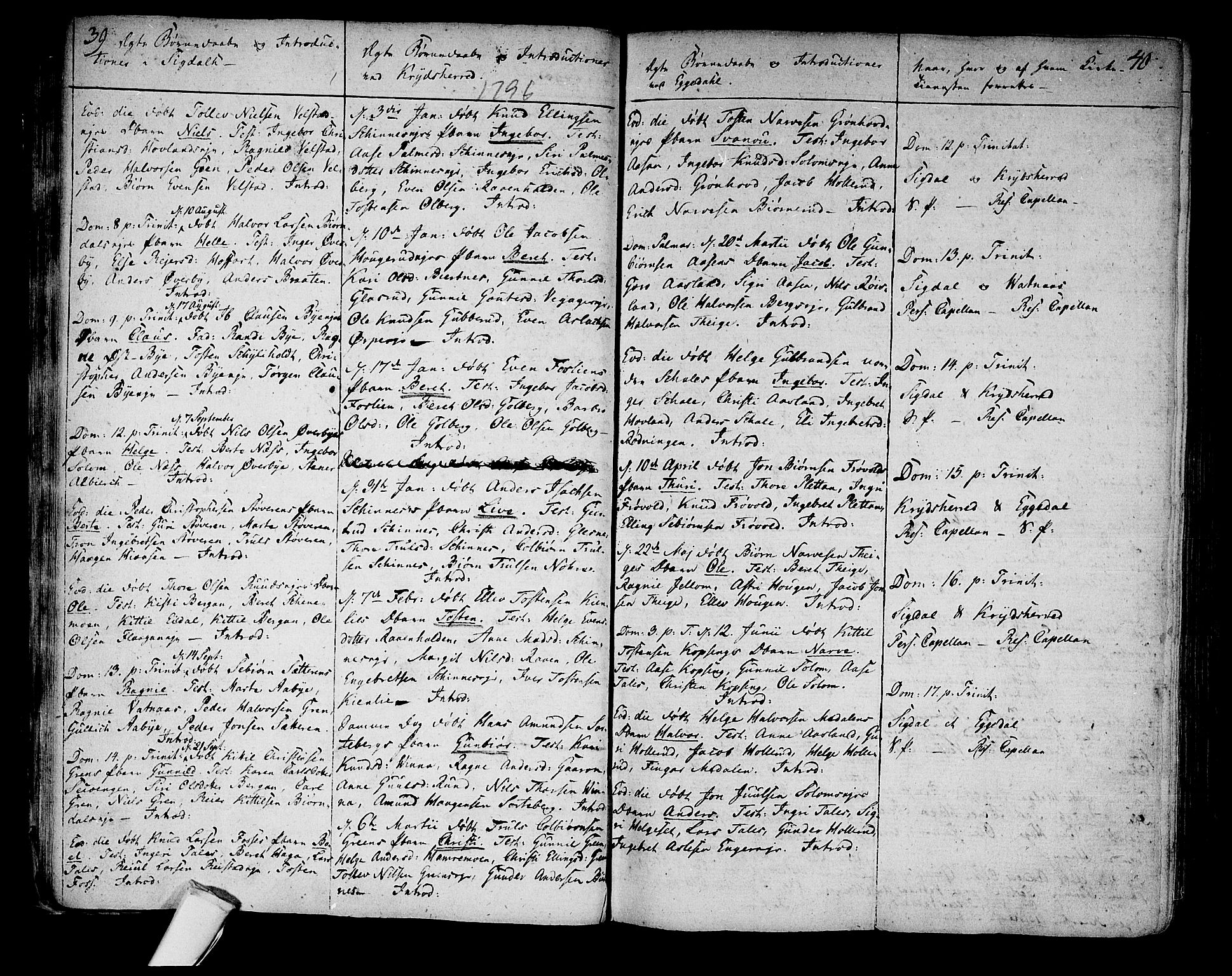 Sigdal kirkebøker, SAKO/A-245/F/Fa/L0003: Parish register (official) no. I 3, 1793-1811, p. 39-40
