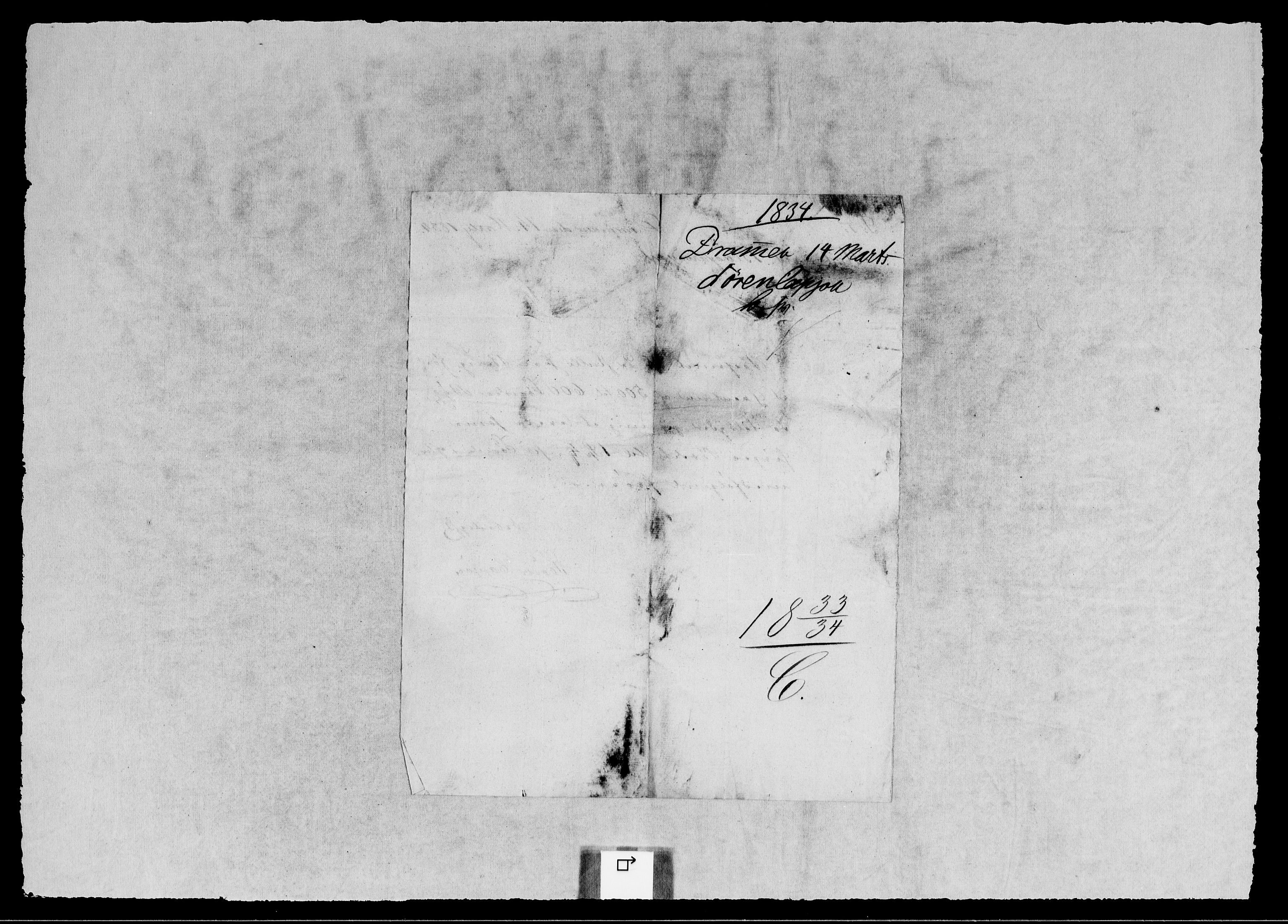 Modums Blaafarveværk, RA/PA-0157/G/Gb/L0111/0001: -- / Innkomne brev A - I, 1833-1834, p. 2