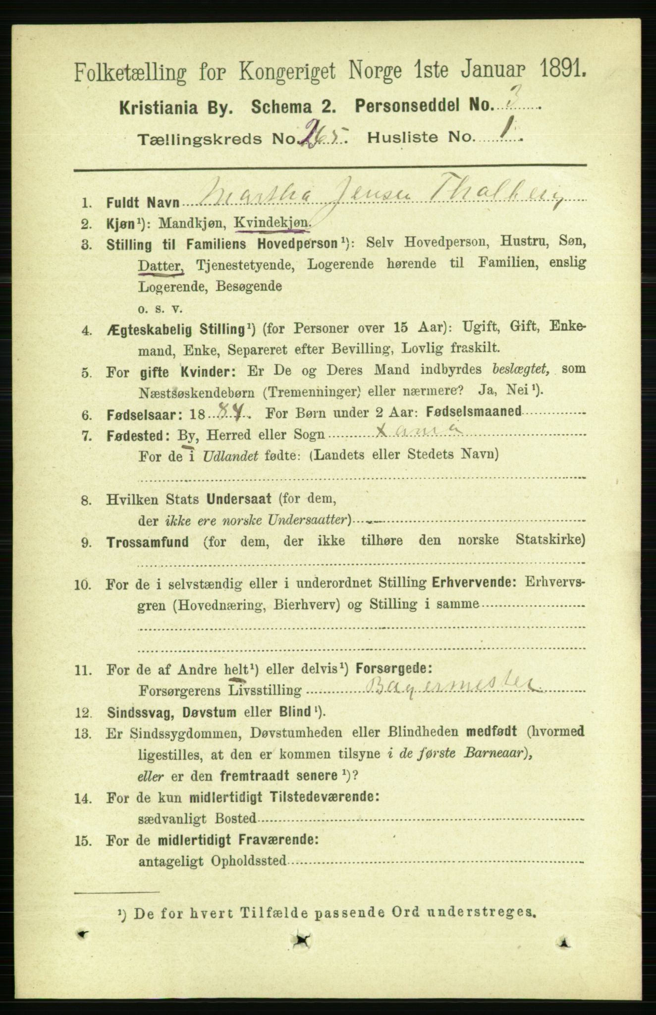 RA, 1891 census for 0301 Kristiania, 1891, p. 160932