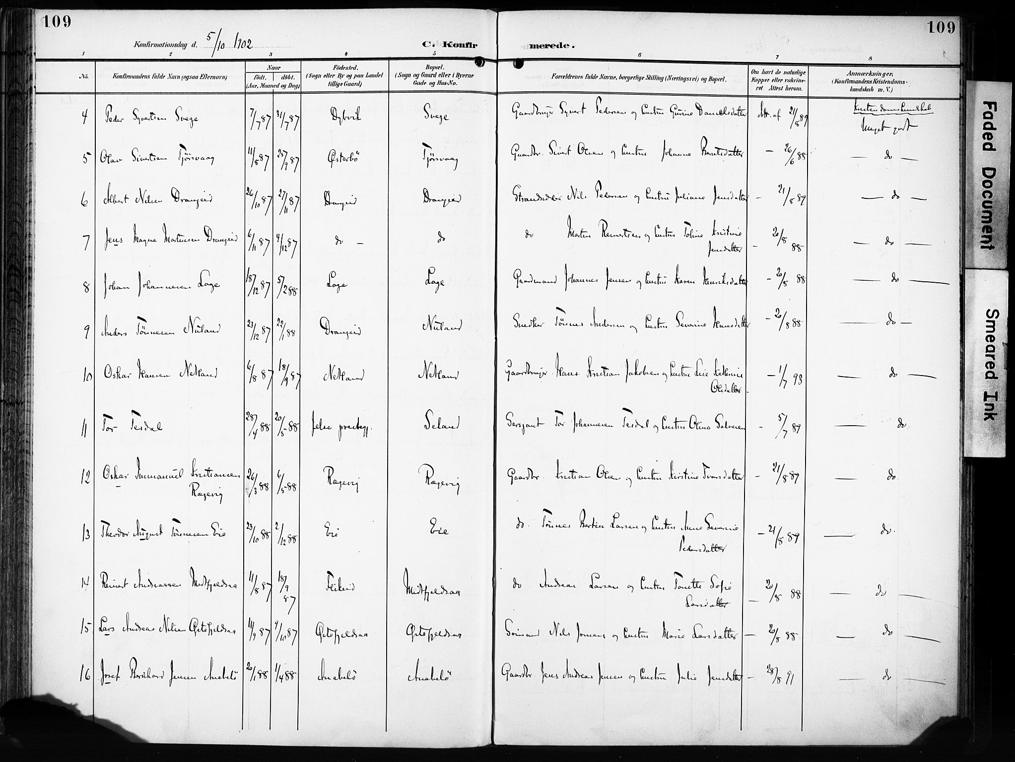 Flekkefjord sokneprestkontor, SAK/1111-0012/F/Fa/Fac/L0009: Parish register (official) no. A 9, 1899-1909, p. 109