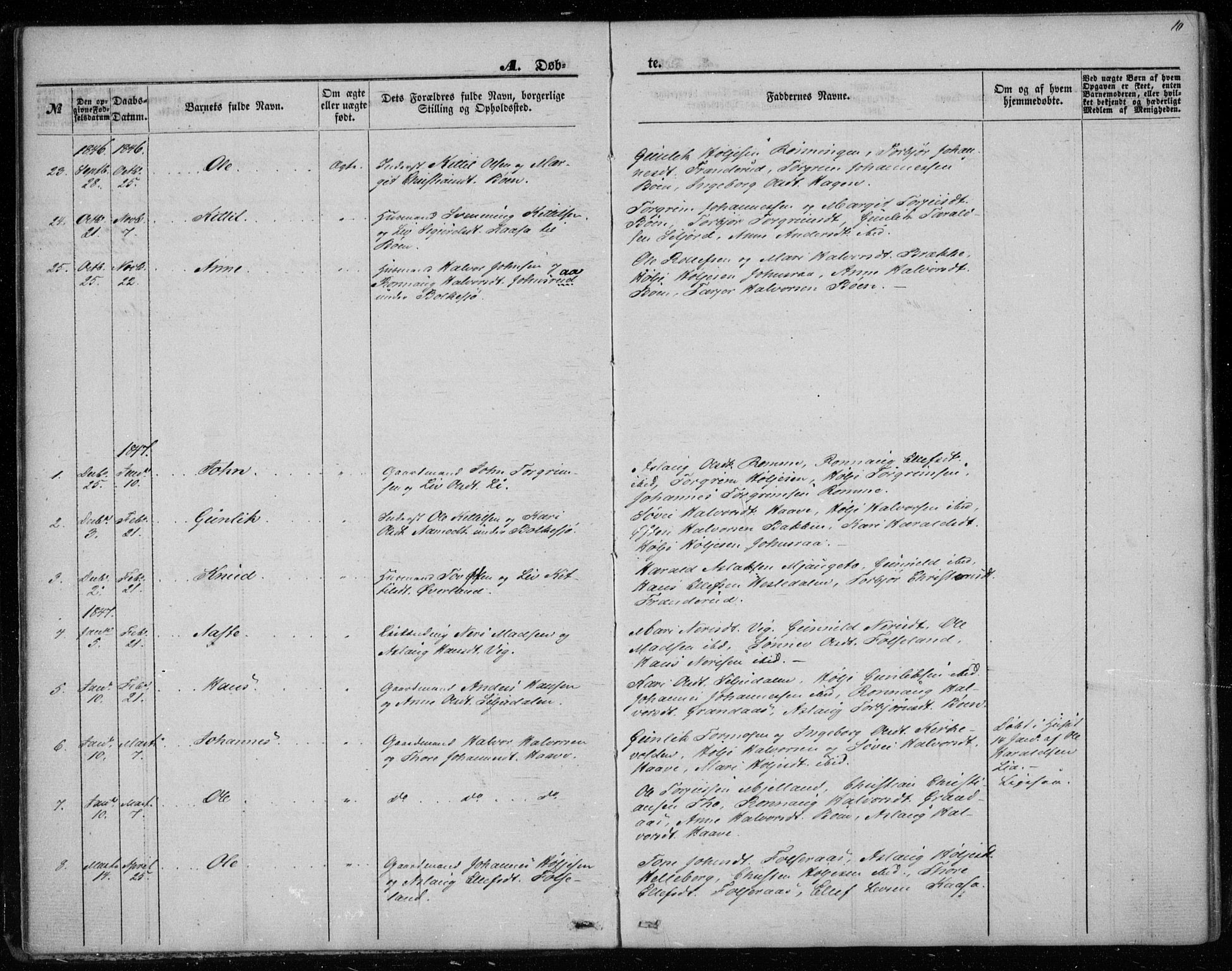 Gransherad kirkebøker, SAKO/A-267/F/Fa/L0002: Parish register (official) no. I 2, 1844-1859, p. 10