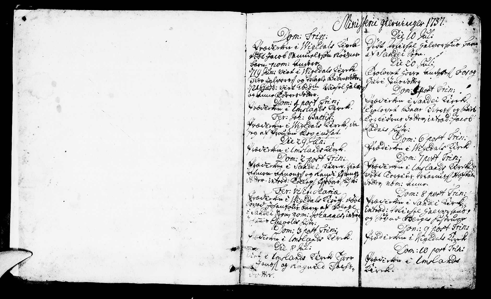 Vikedal sokneprestkontor, SAST/A-101840/01/IV: Parish register (official) no. A 1, 1737-1778, p. 1