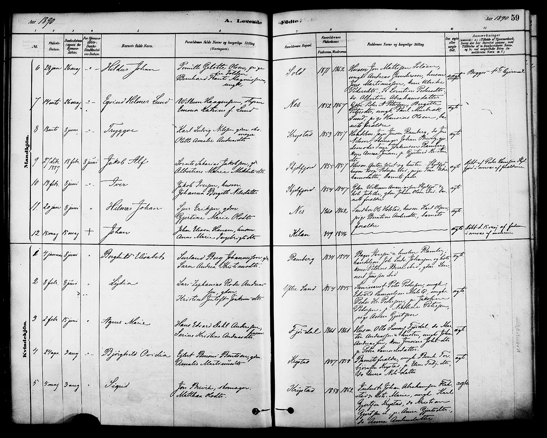 Ministerialprotokoller, klokkerbøker og fødselsregistre - Nordland, AV/SAT-A-1459/885/L1204: Parish register (official) no. 885A05, 1878-1892, p. 59