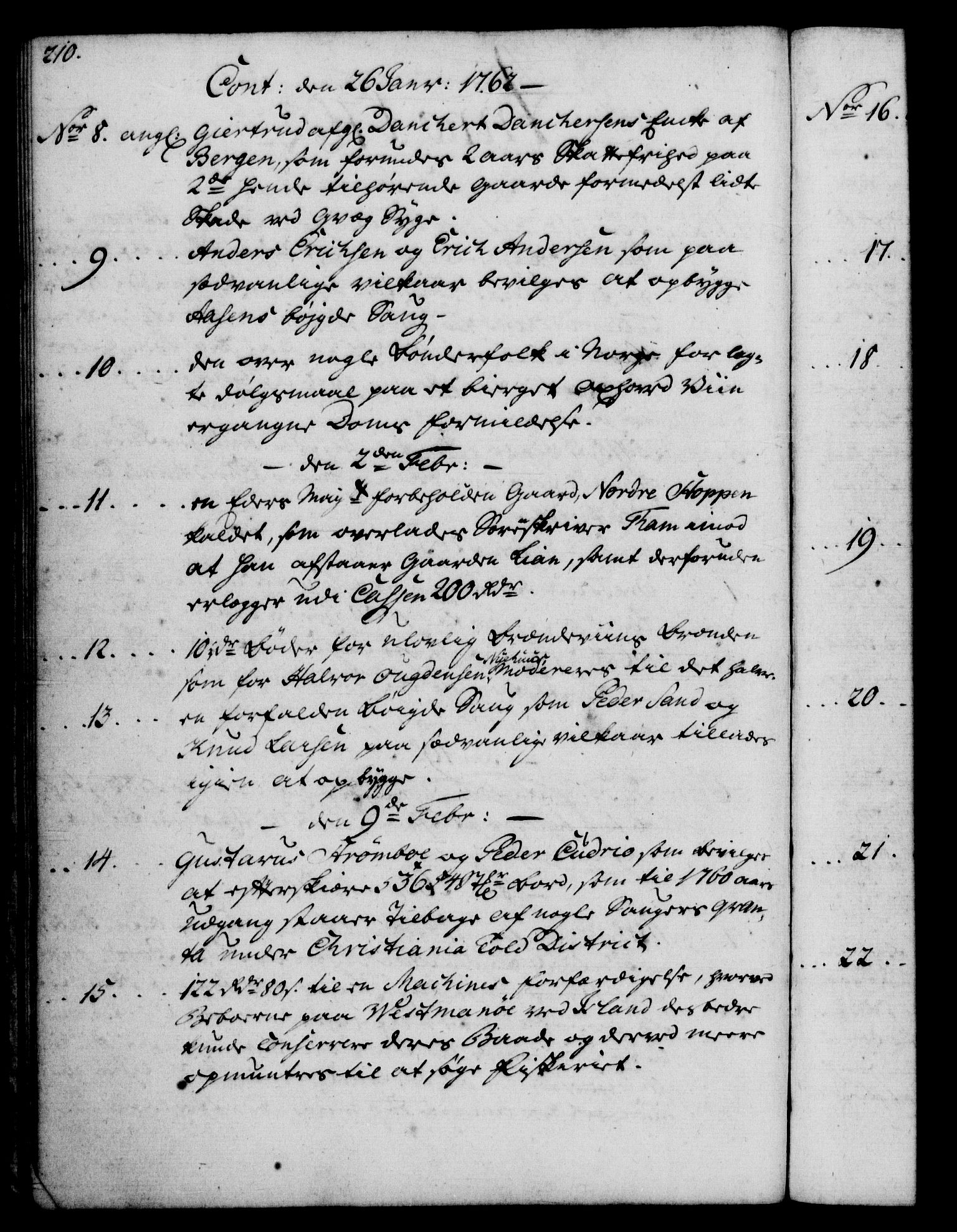 Rentekammeret, Kammerkanselliet, RA/EA-3111/G/Gf/Gfb/L0006: Register til norske relasjons- og resolusjonsprotokoller (merket RK 52.101), 1755-1765, p. 210