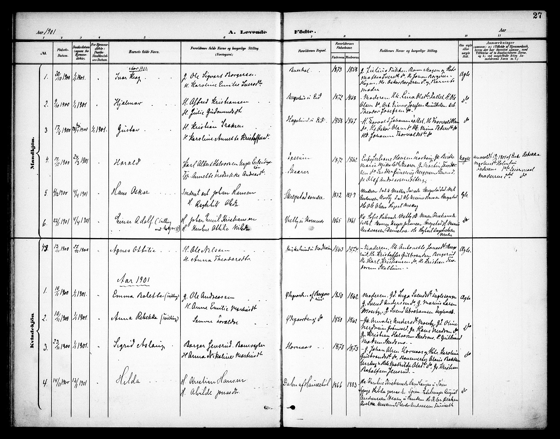 Høland prestekontor Kirkebøker, SAO/A-10346a/F/Fa/L0015: Parish register (official) no. I 15, 1897-1912, p. 27