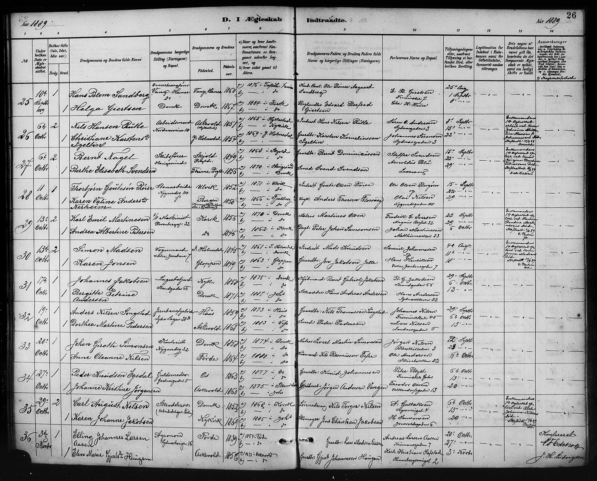 Johanneskirken sokneprestembete, AV/SAB-A-76001/H/Hab: Parish register (copy) no. C 1, 1885-1912, p. 26