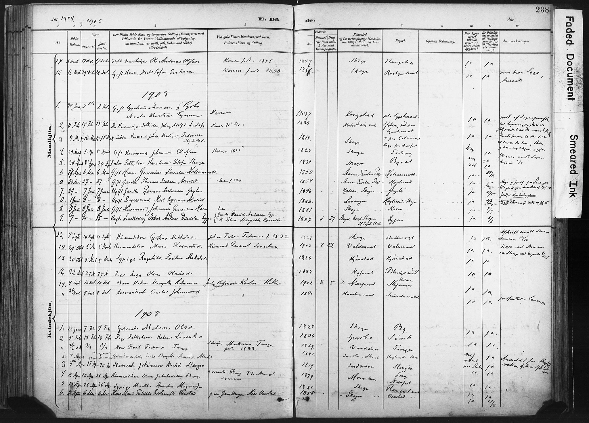 Ministerialprotokoller, klokkerbøker og fødselsregistre - Nord-Trøndelag, AV/SAT-A-1458/717/L0162: Parish register (official) no. 717A12, 1898-1923, p. 238