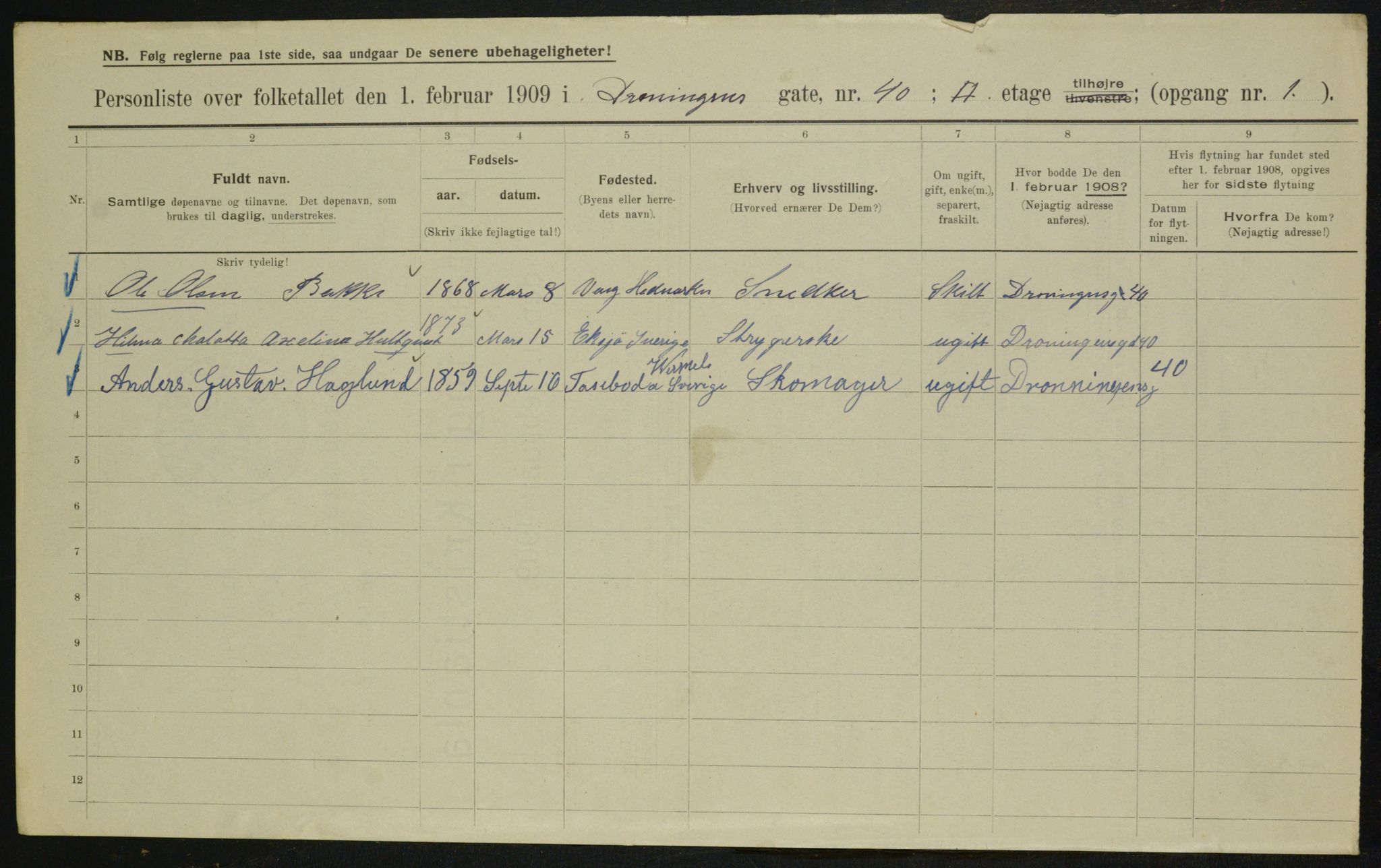 OBA, Municipal Census 1909 for Kristiania, 1909, p. 15875