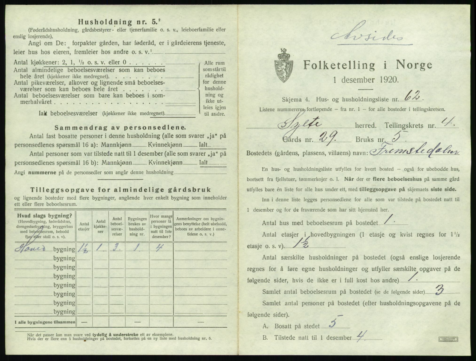 SAT, 1920 census for Sylte, 1920, p. 573