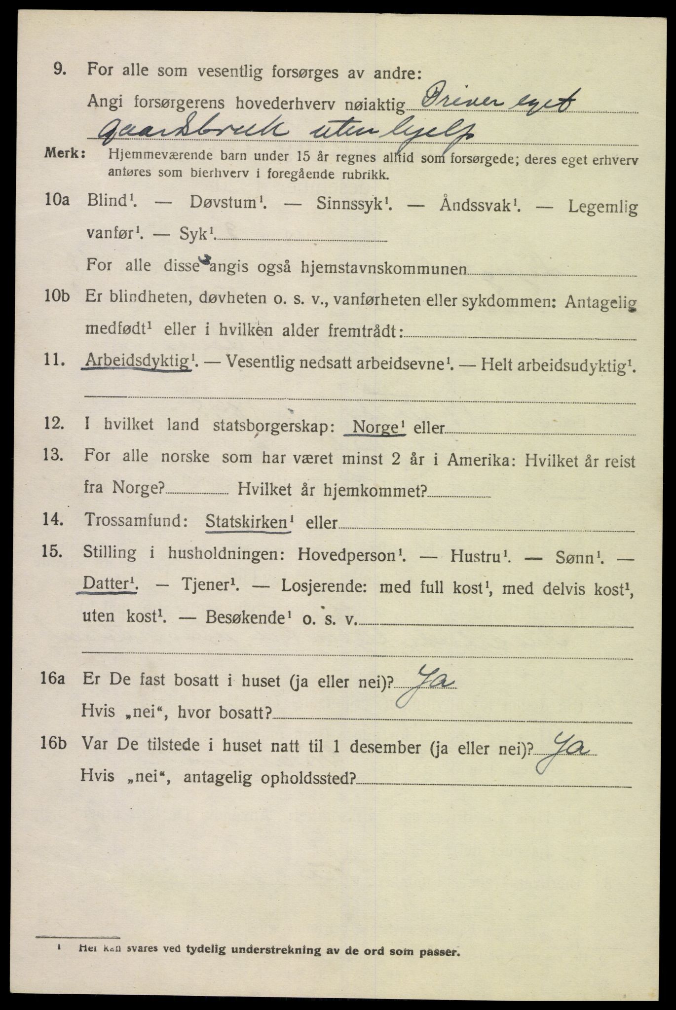 SAK, 1920 census for Lyngdal, 1920, p. 5832