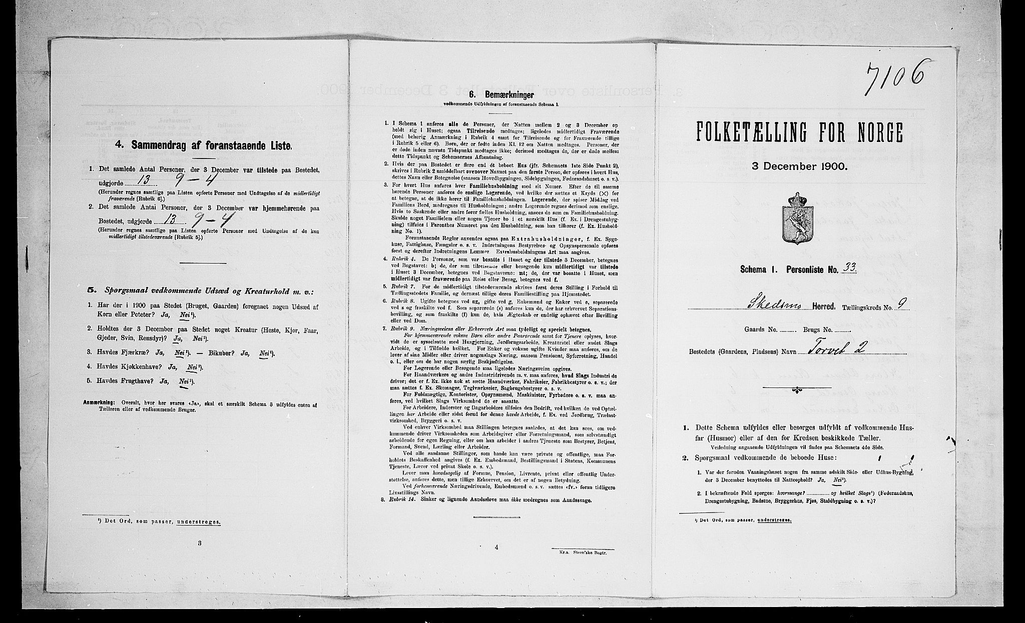 SAO, 1900 census for Skedsmo, 1900