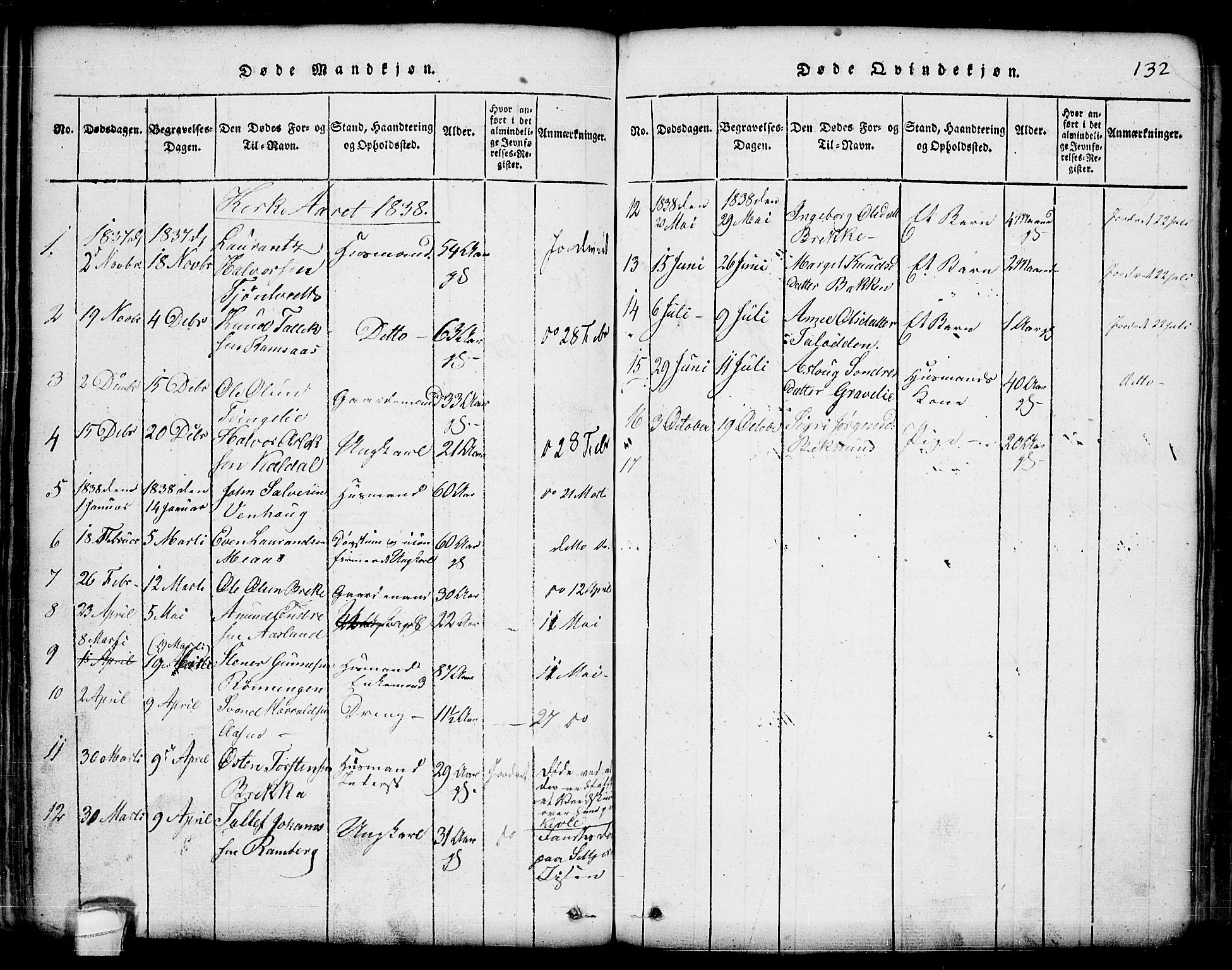 Seljord kirkebøker, SAKO/A-20/G/Ga/L0001: Parish register (copy) no. I 1, 1815-1854, p. 132
