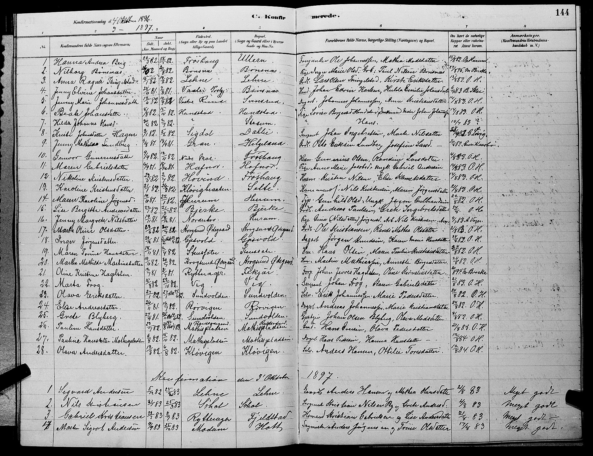 Hole kirkebøker, AV/SAKO-A-228/G/Ga/L0003: Parish register (copy) no. I 3, 1879-1904, p. 144