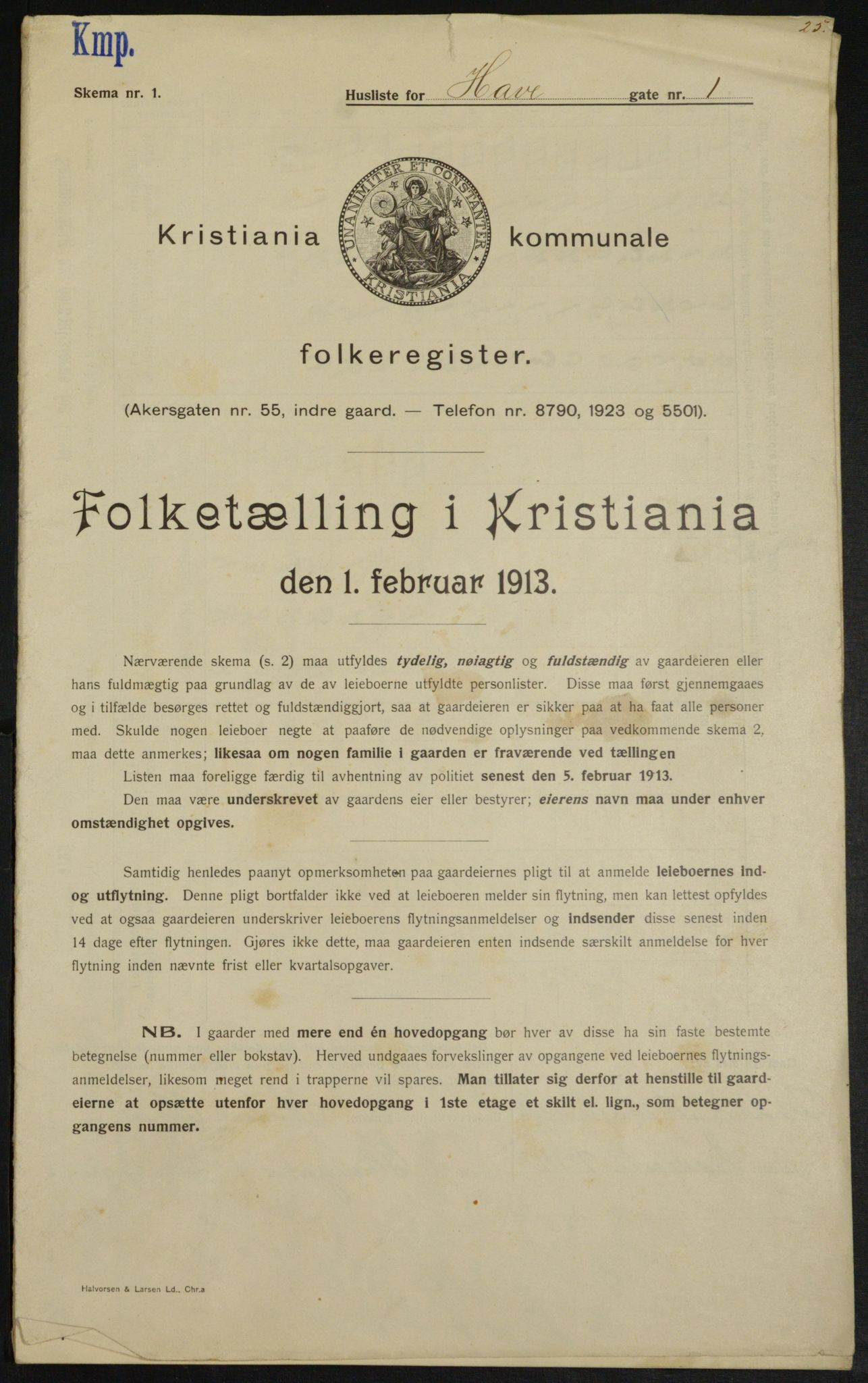 OBA, Municipal Census 1913 for Kristiania, 1913, p. 33373