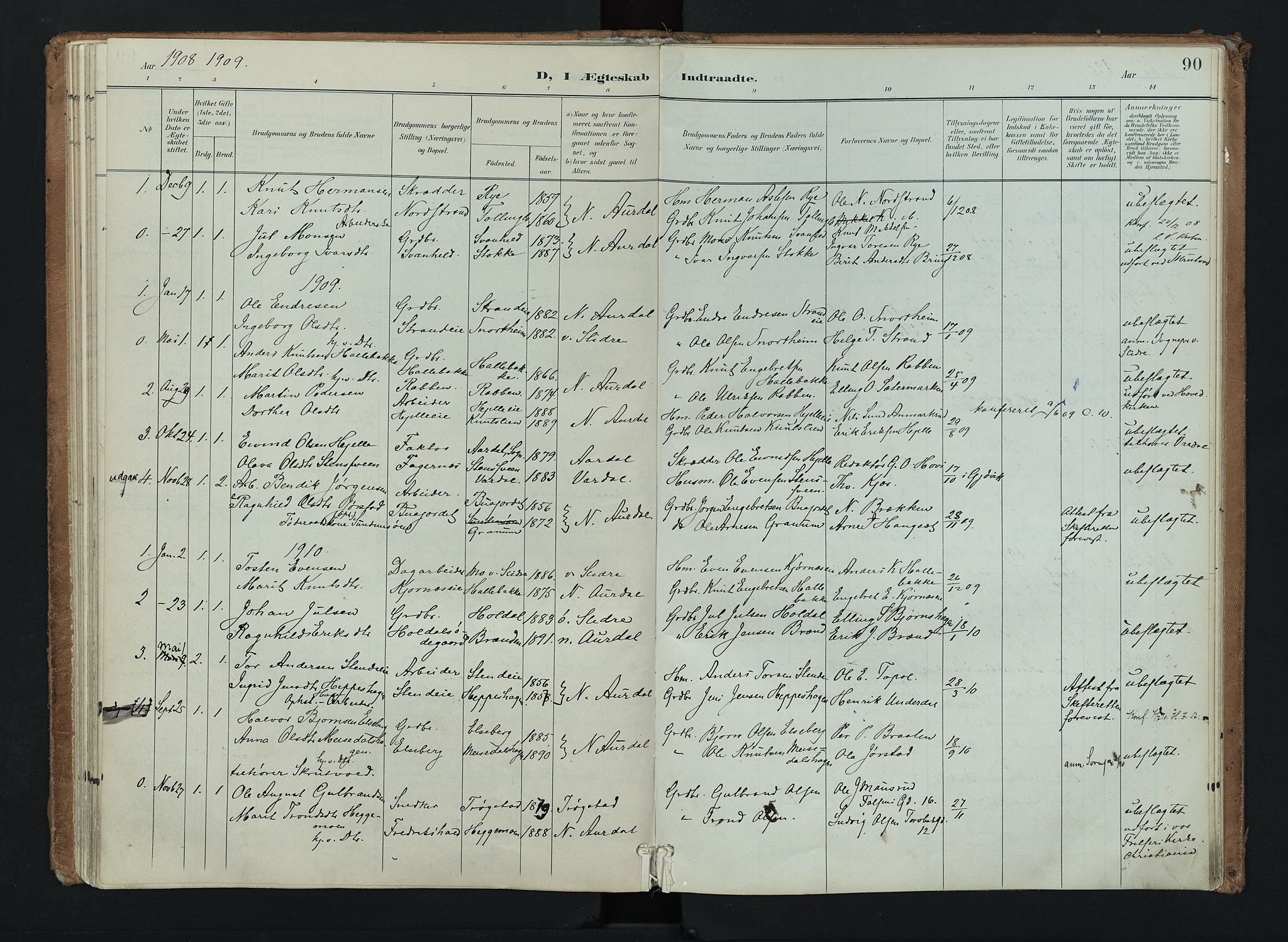 Nord-Aurdal prestekontor, AV/SAH-PREST-132/H/Ha/Haa/L0016: Parish register (official) no. 16, 1897-1925, p. 90