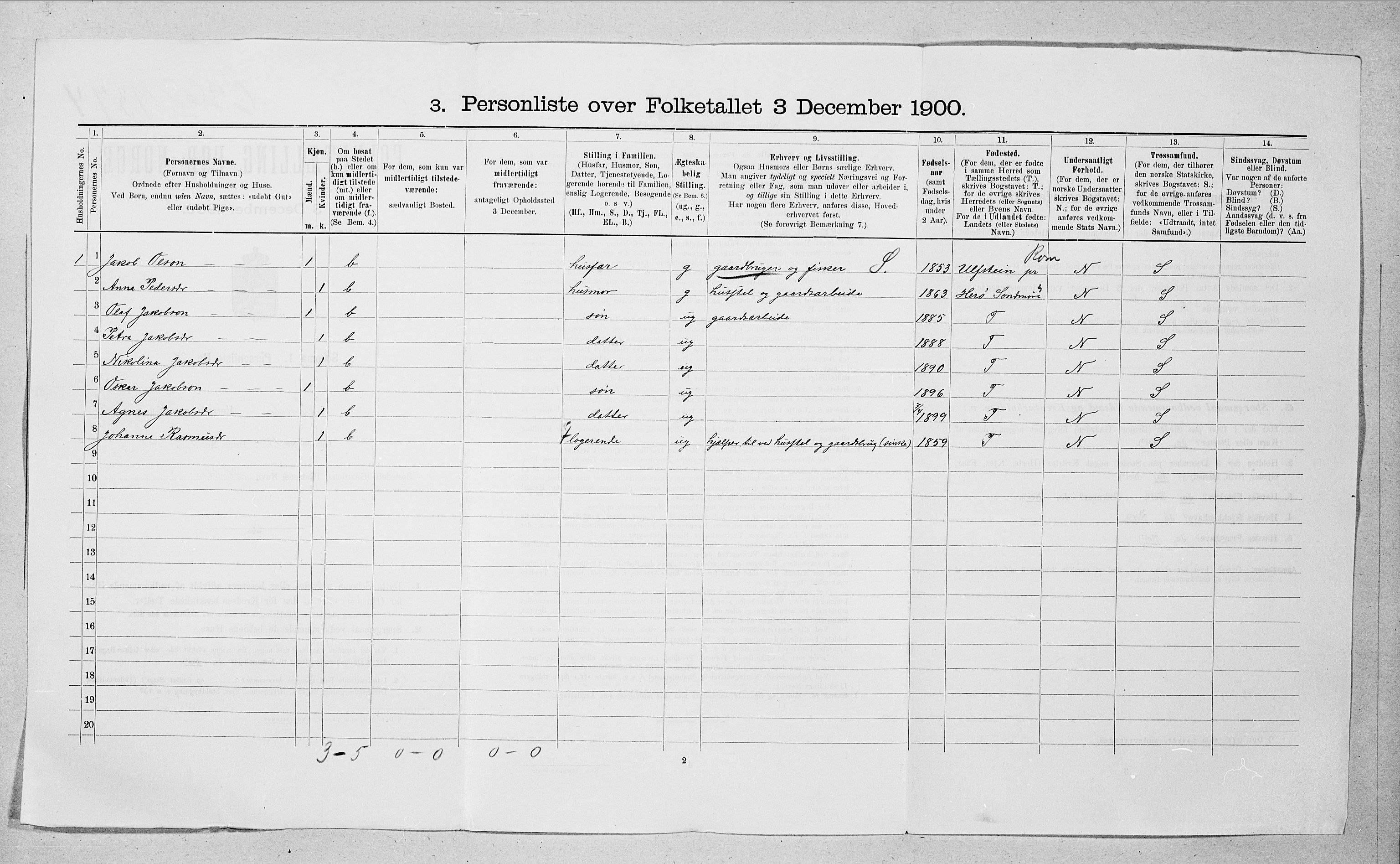 SAT, 1900 census for Sande, 1900, p. 29