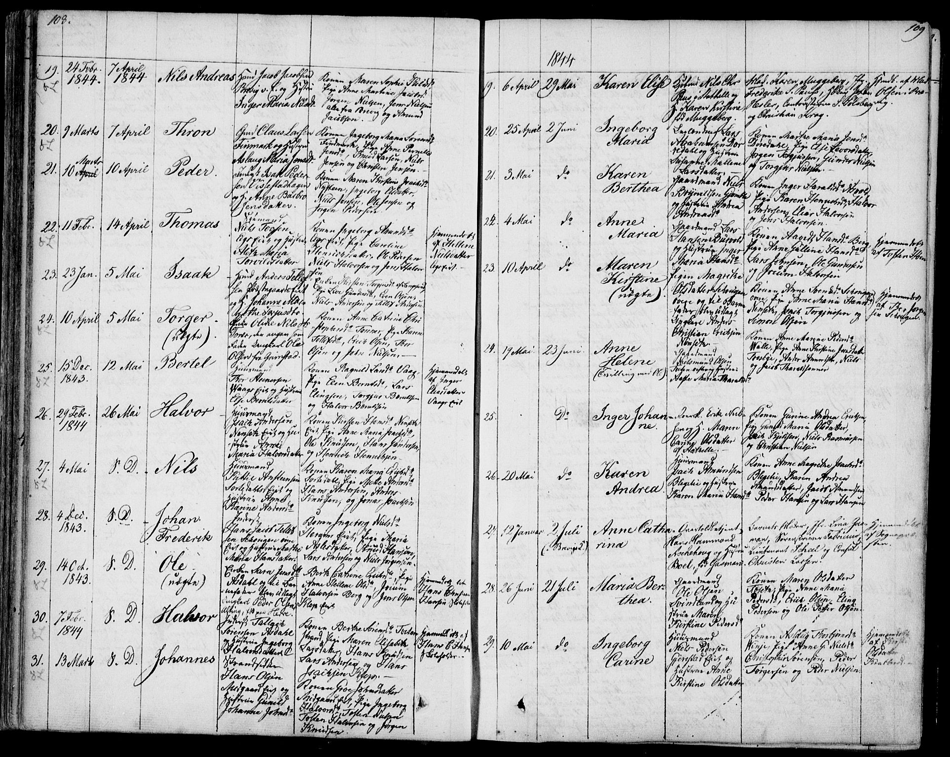 Bamble kirkebøker, AV/SAKO-A-253/F/Fa/L0004: Parish register (official) no. I 4, 1834-1853, p. 108-109