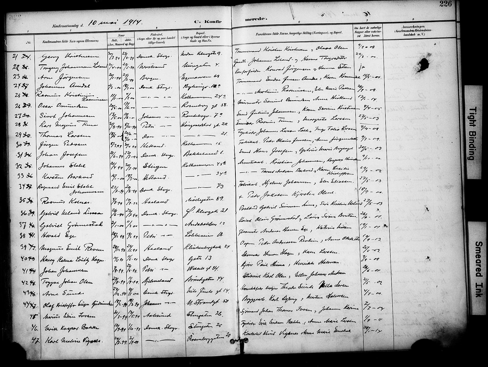 Domkirken sokneprestkontor, SAST/A-101812/001/30/30BA/L0031: Parish register (official) no. A 30, 1896-1916, p. 226
