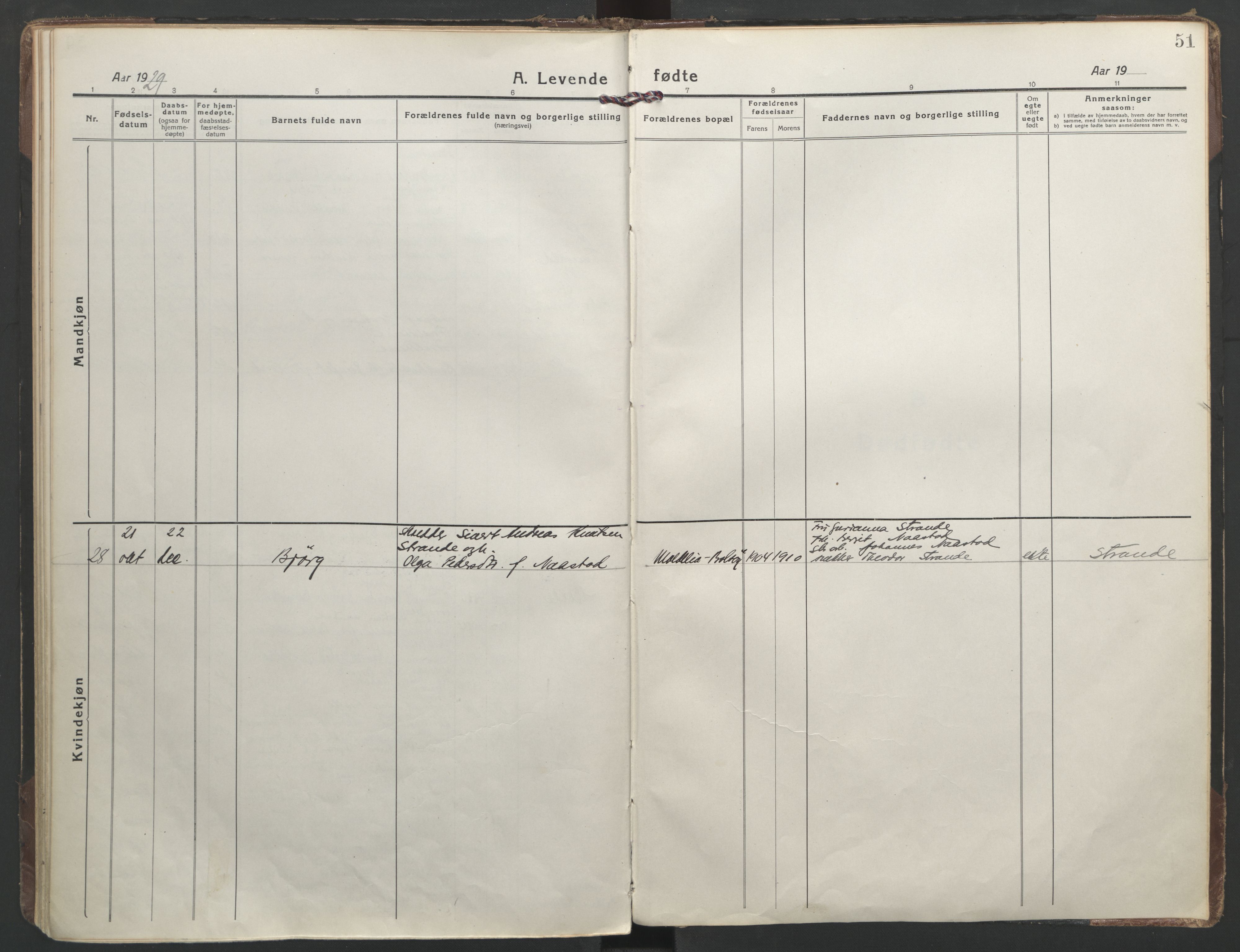 Ministerialprotokoller, klokkerbøker og fødselsregistre - Møre og Romsdal, AV/SAT-A-1454/558/L0696: Parish register (official) no. 558A10, 1917-1929, p. 51