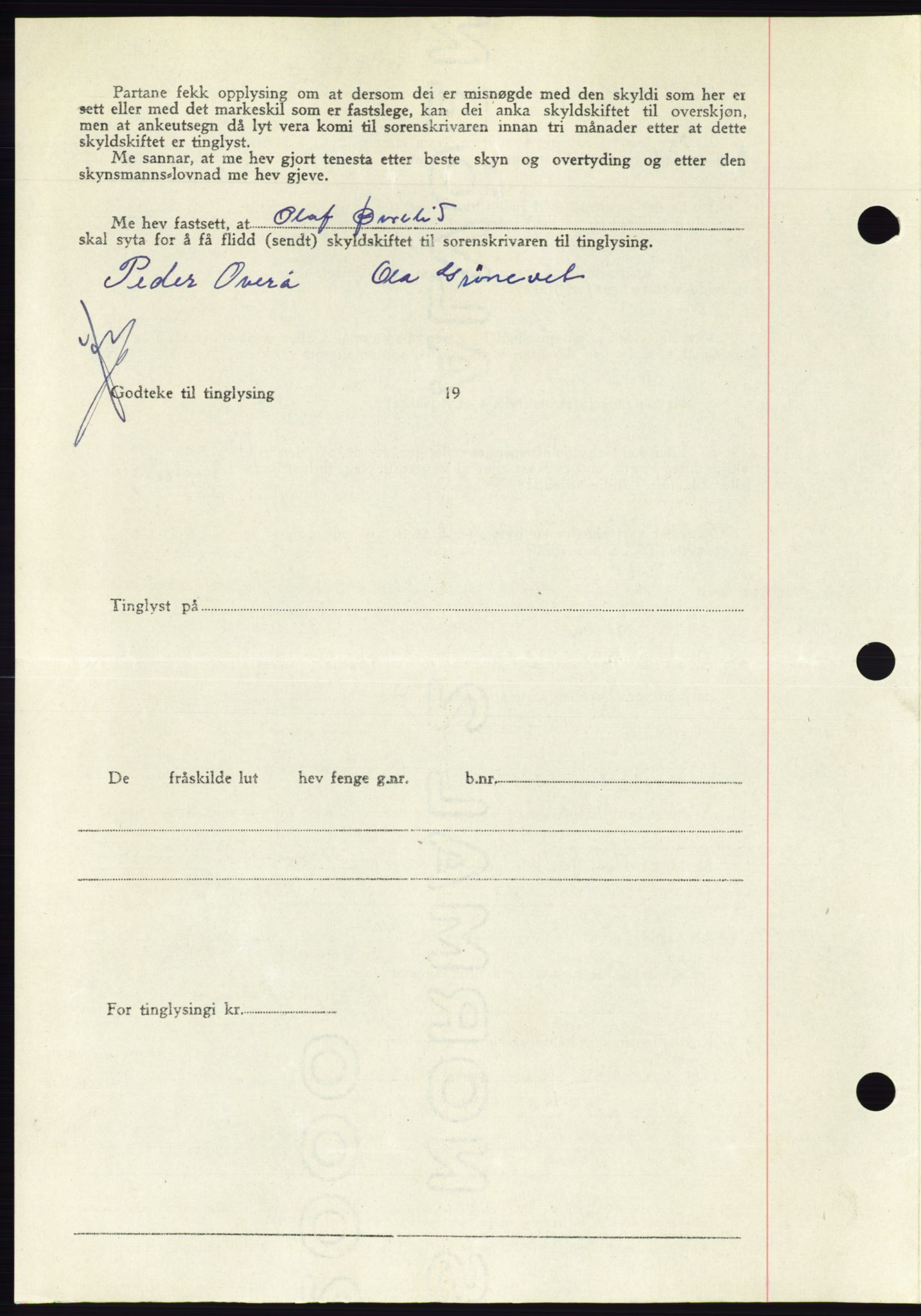 Søre Sunnmøre sorenskriveri, AV/SAT-A-4122/1/2/2C/L0081: Mortgage book no. 7A, 1947-1948, Diary no: : 1634/1947