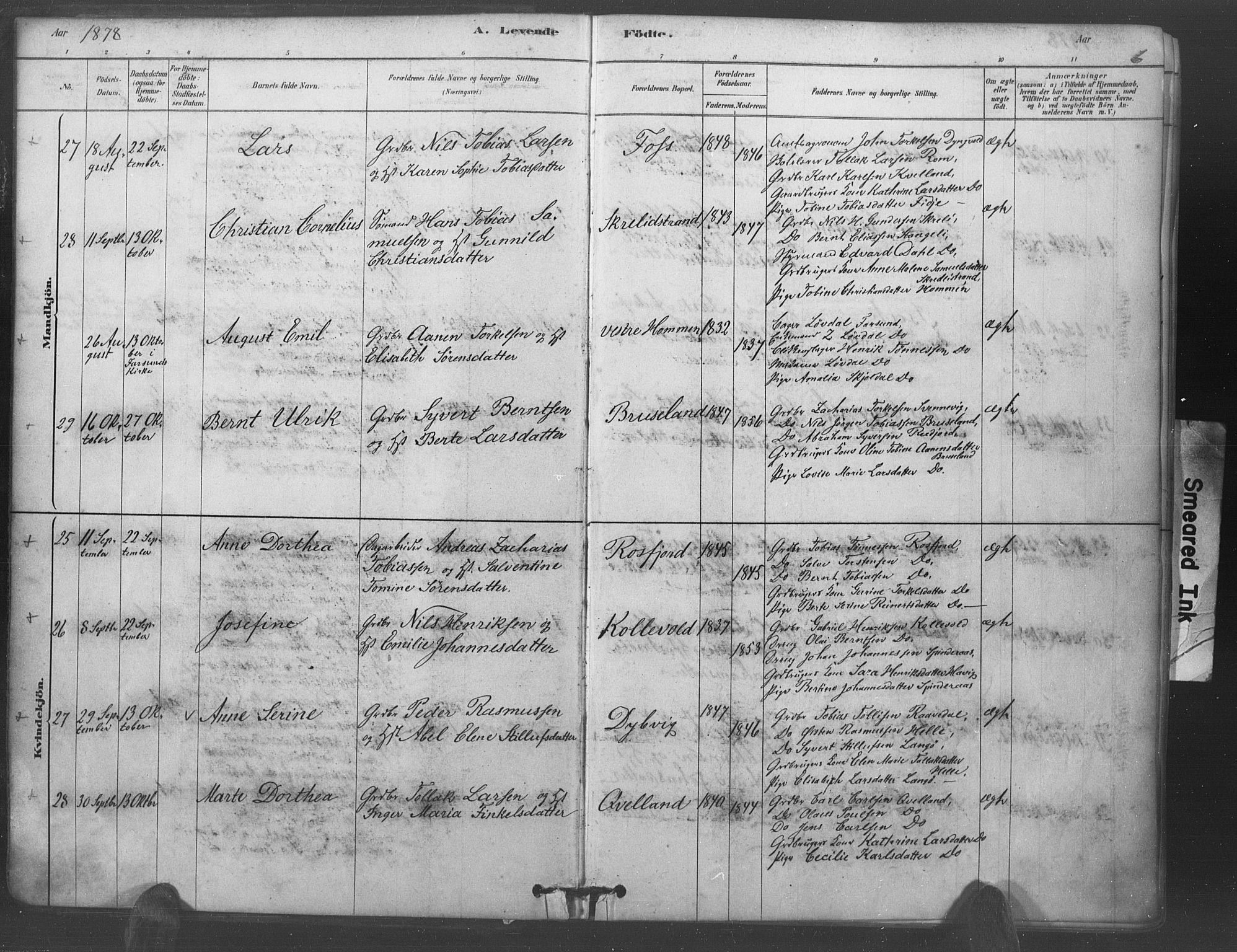 Lyngdal sokneprestkontor, SAK/1111-0029/F/Fa/Fac/L0011: Parish register (official) no. A 11, 1878-1893, p. 6