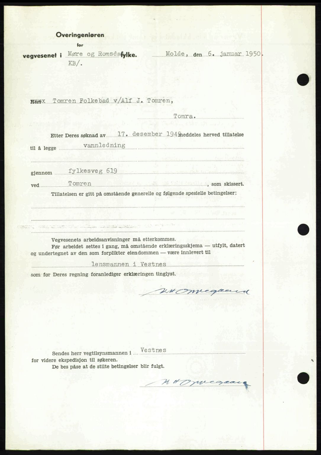 Romsdal sorenskriveri, AV/SAT-A-4149/1/2/2C: Mortgage book no. A32, 1950-1950, Diary no: : 527/1950