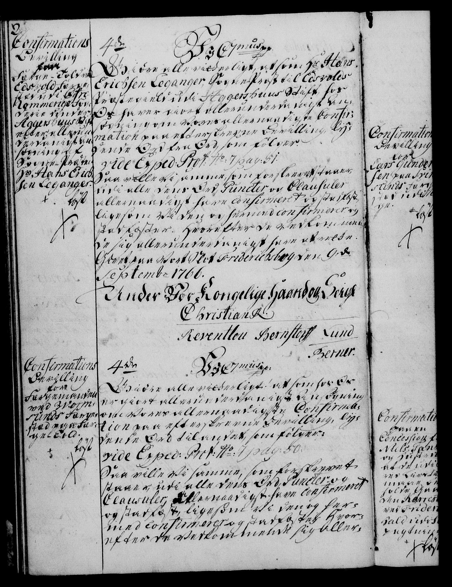 Rentekammeret, Kammerkanselliet, RA/EA-3111/G/Gg/Ggc/Ggca/L0002: Norsk konfirmasjonsekspedisjonsprotokoll med register (merket RK 53.24), 1766-1772, p. 2