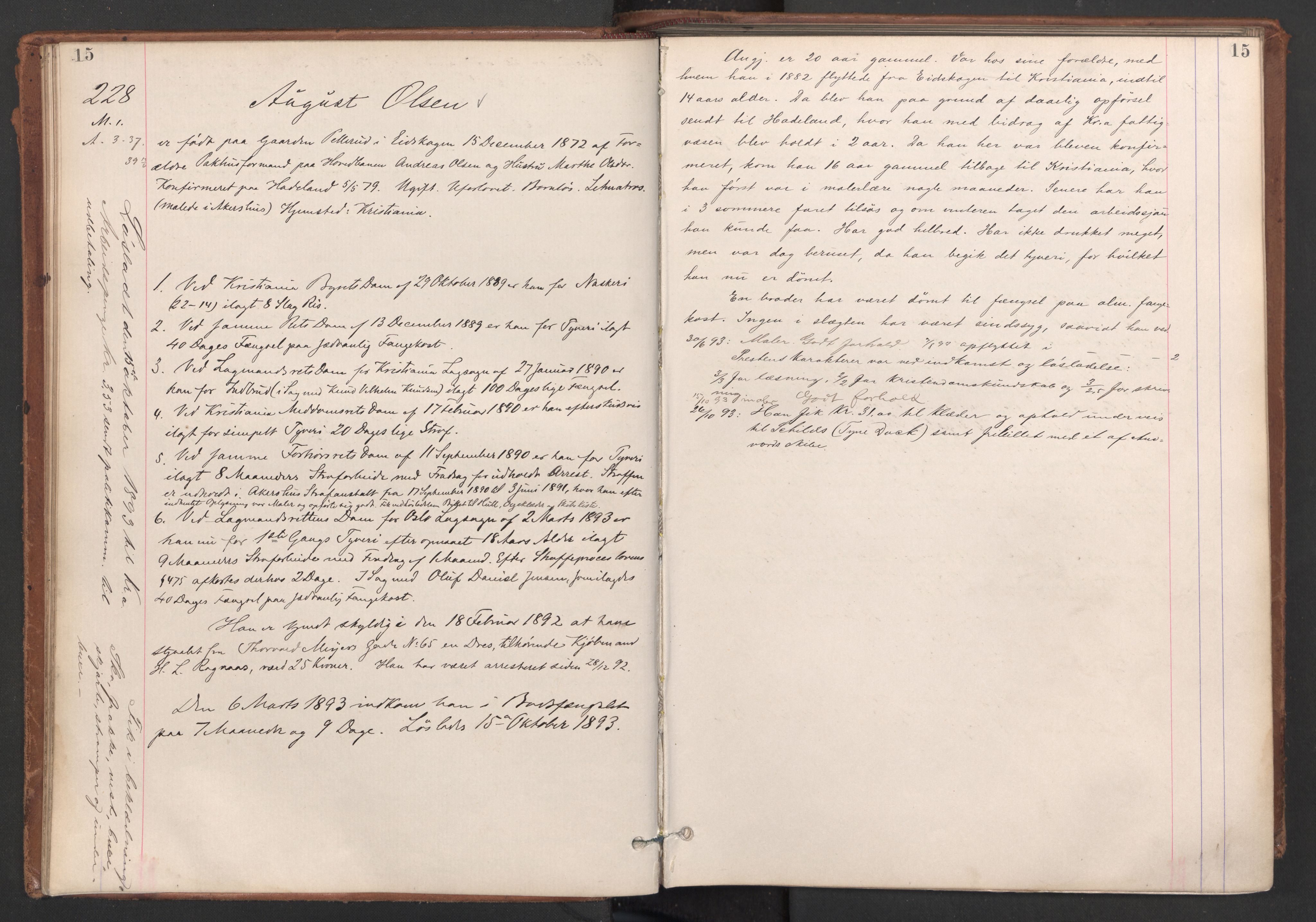 Botsfengslet, AV/RA-S-1539/D/Db/Dbb/L0028: 214i - 506i, 1893-1894, p. 15