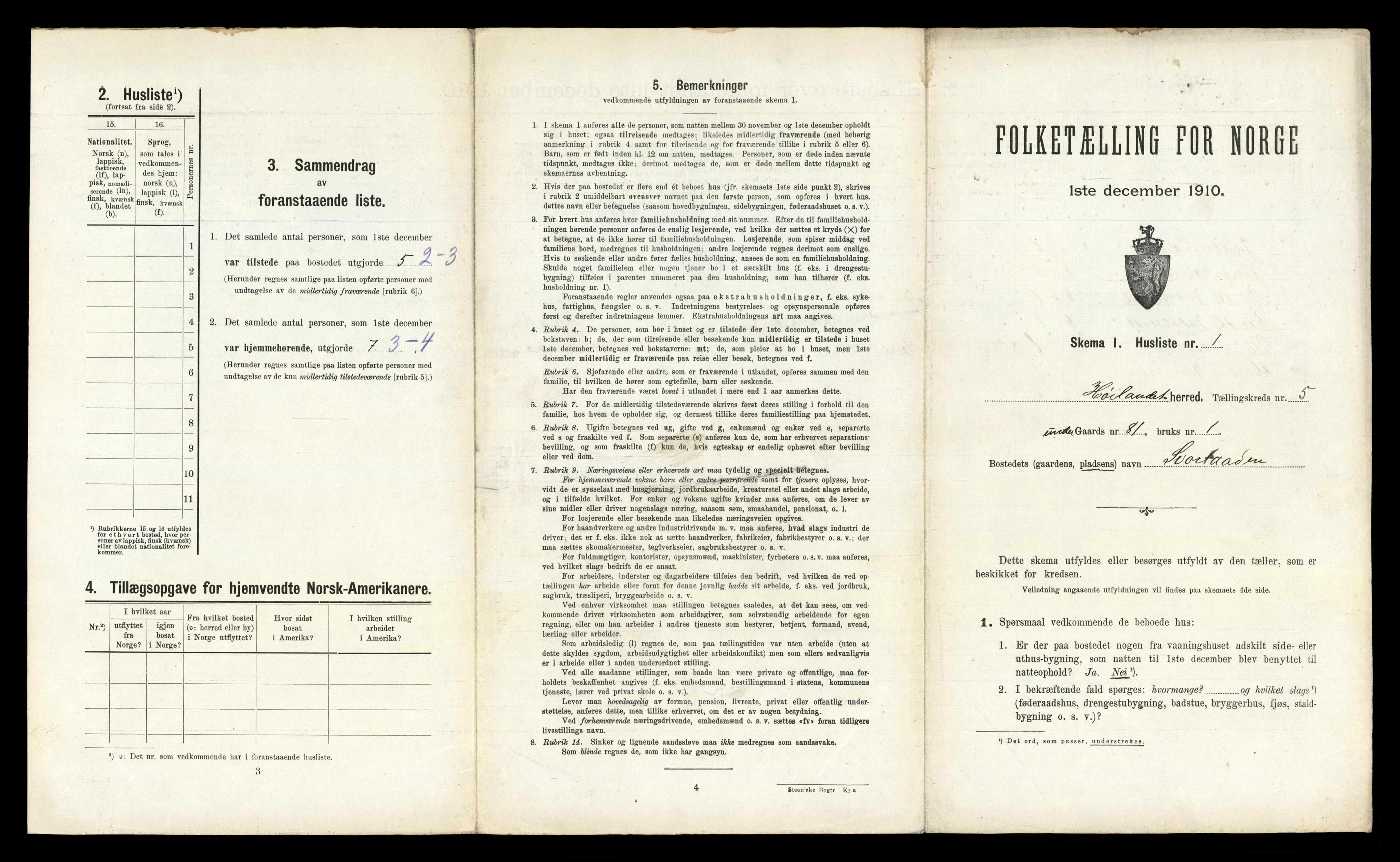 RA, 1910 census for Høylandet, 1910, p. 318