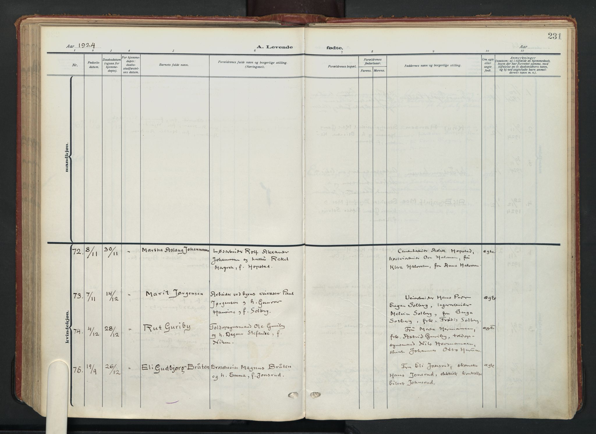 Vålerengen prestekontor Kirkebøker, SAO/A-10878/F/Fa/L0004: Parish register (official) no. 4, 1915-1929, p. 231