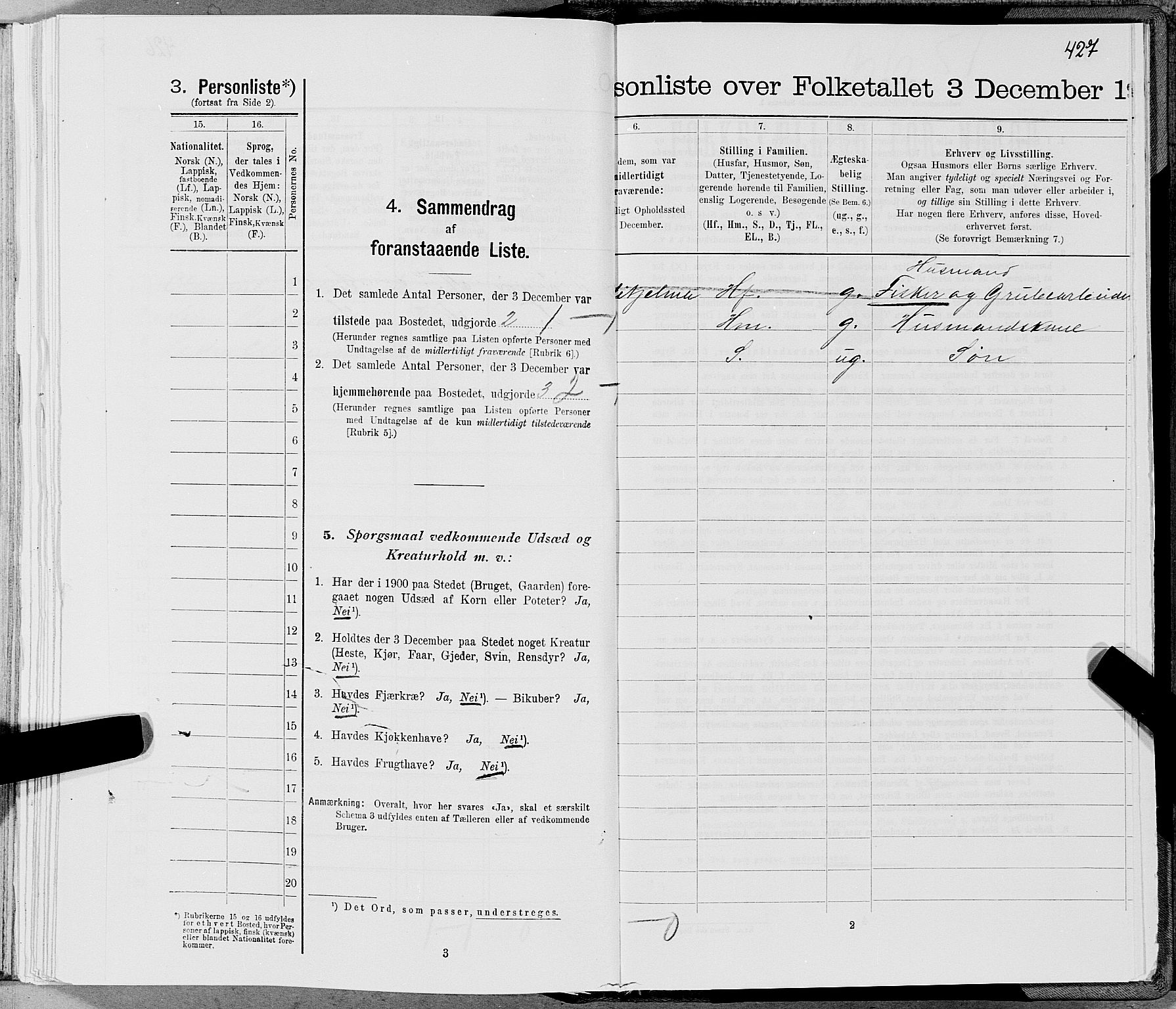SAT, 1900 census for Gildeskål, 1900, p. 943