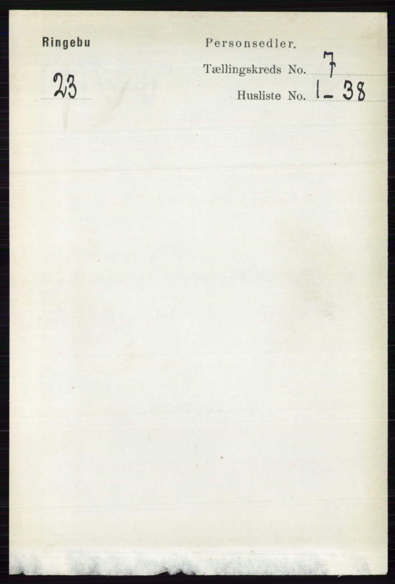 RA, 1891 census for 0520 Ringebu, 1891, p. 3034