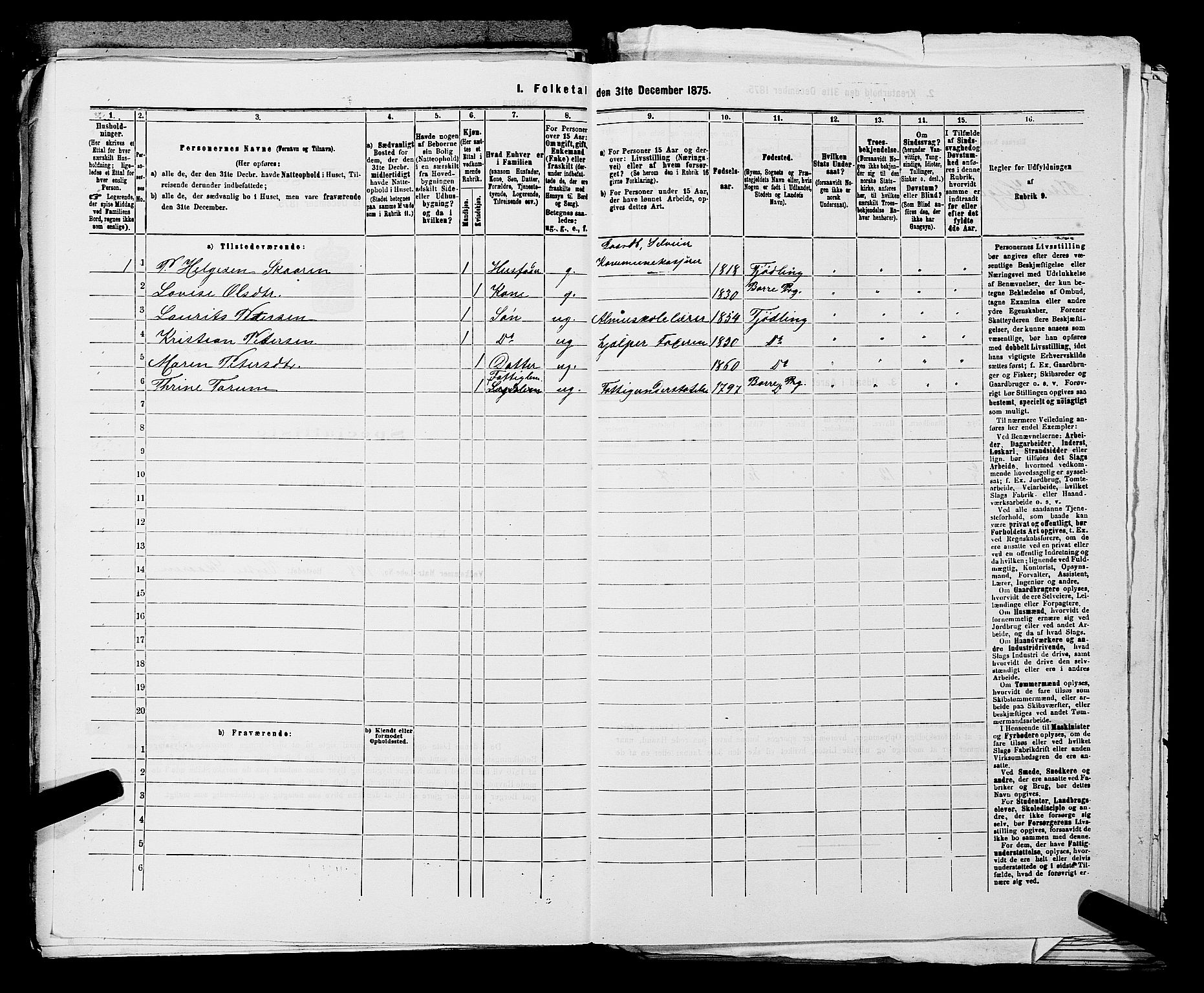 SAKO, 1875 census for 0725P Tjølling, 1875, p. 876